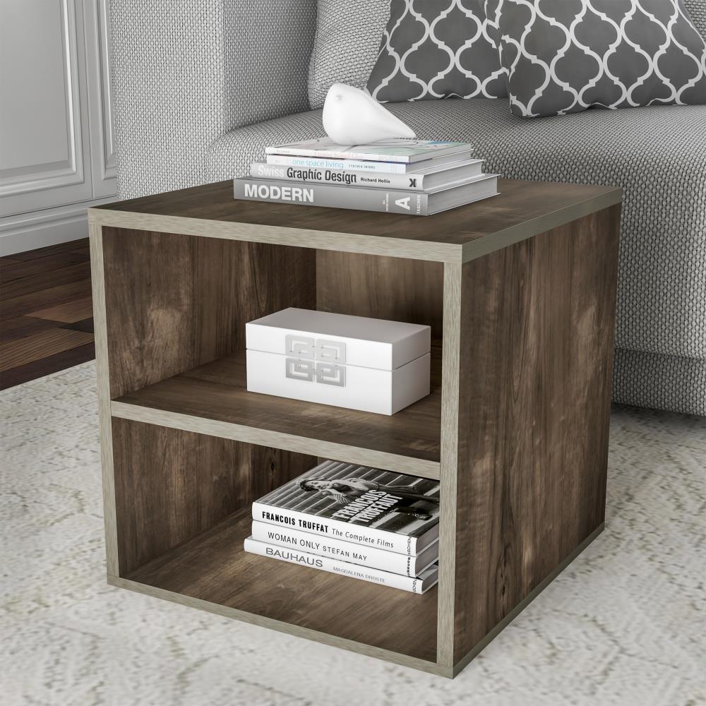 Hastings Home 650360HGL End Tables 15.75-Inches W x 15.75-Inches H Wood Grain Gray Wood Rectangular Modern End Table Assembly Required