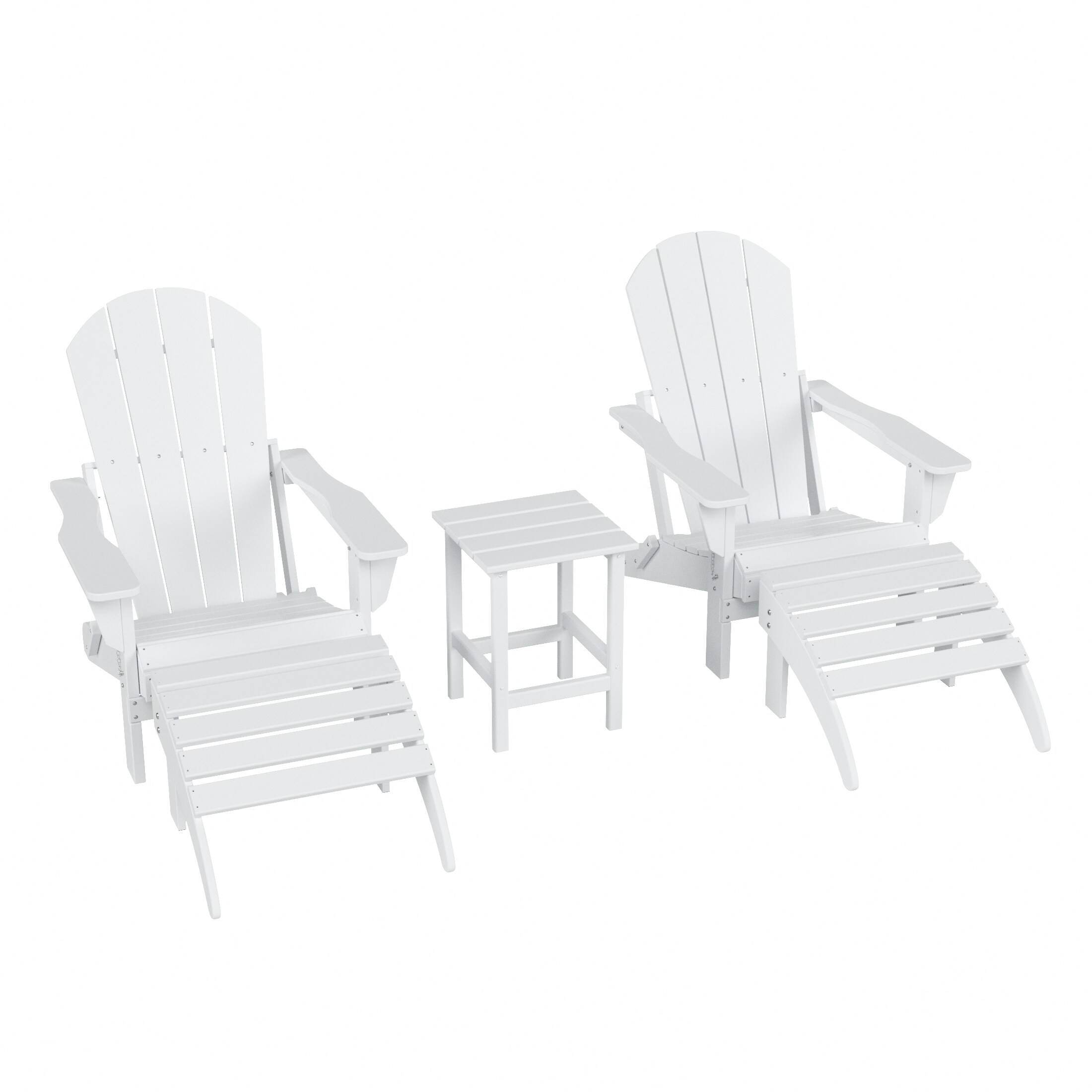 Westin Furniture 2001AOC-WH2 Laguna Set of 2 White HDPE Frame Stationary Adirondack Chair with Slat Seat