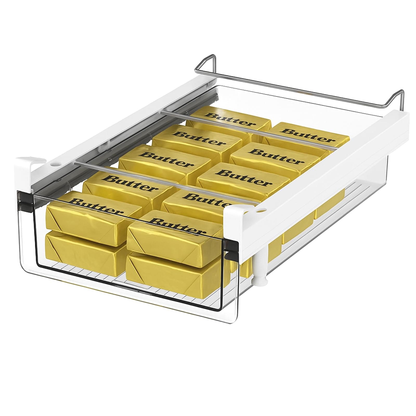 SenQWFa Large Fridge Under Shelf Drawer Pull Out Refrigerator Drawer Organizer Bins for Produce Deli Meat Cheese Bacon Easy to Install