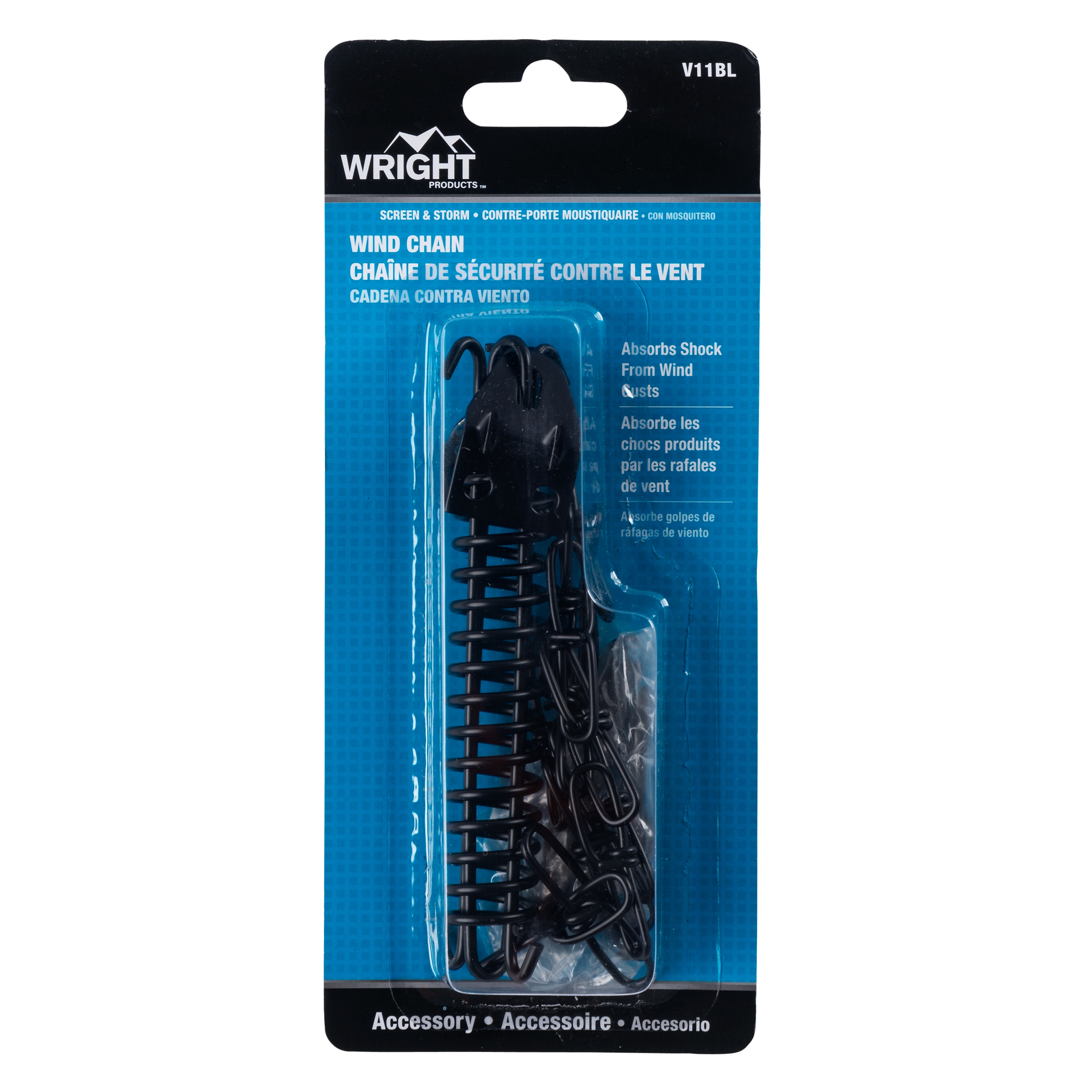 WRIGHT PRODUCTS V11BL 13-in Wind Chain Adjustable Black Metal Screen/Storm door chain stop