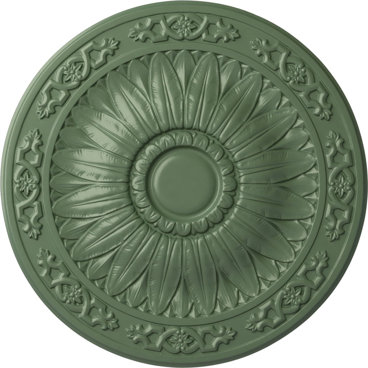 Ekena Millwork CM20LUAGF Lunel 20.25-in W x 20.25-in L Painted Athenian Green Polyurethane Whole Ceiling Medallion