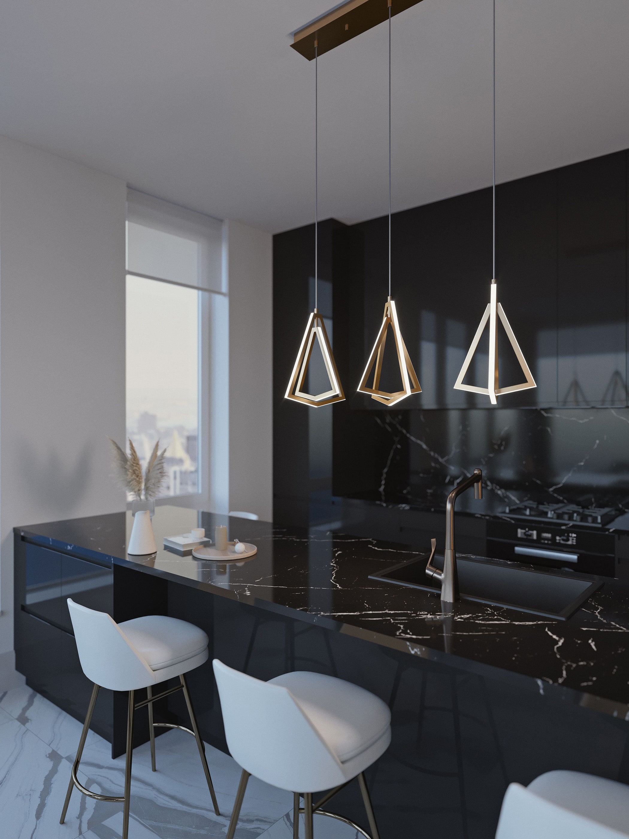 Gianna Satin Nickel 36" Aluminum LED Pendant Light