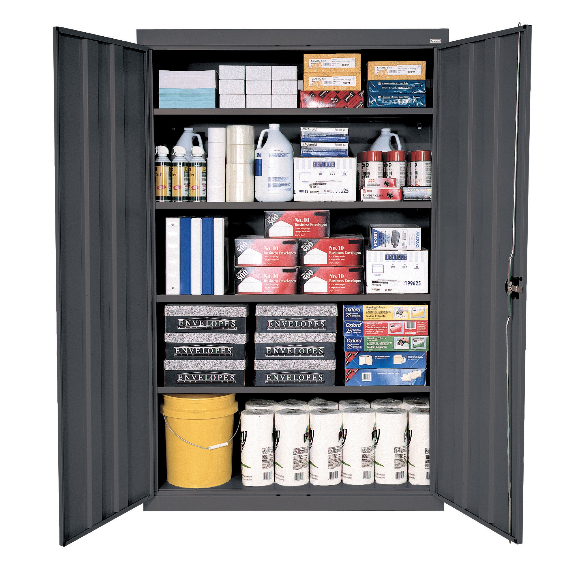 Gray Steel Freestanding Lockable Office Cabinet with Adjustable Shelving