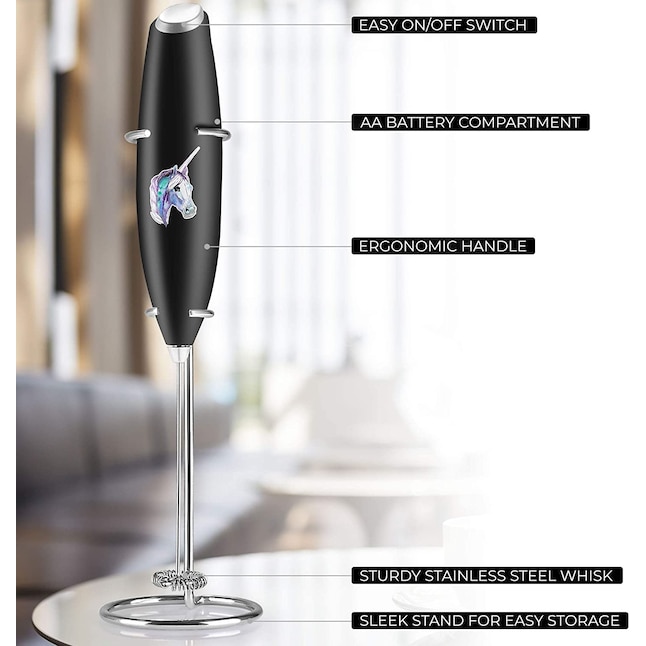 Zulay Kitchen Unicorn Black Milk Frother OG w Stand - Powerful