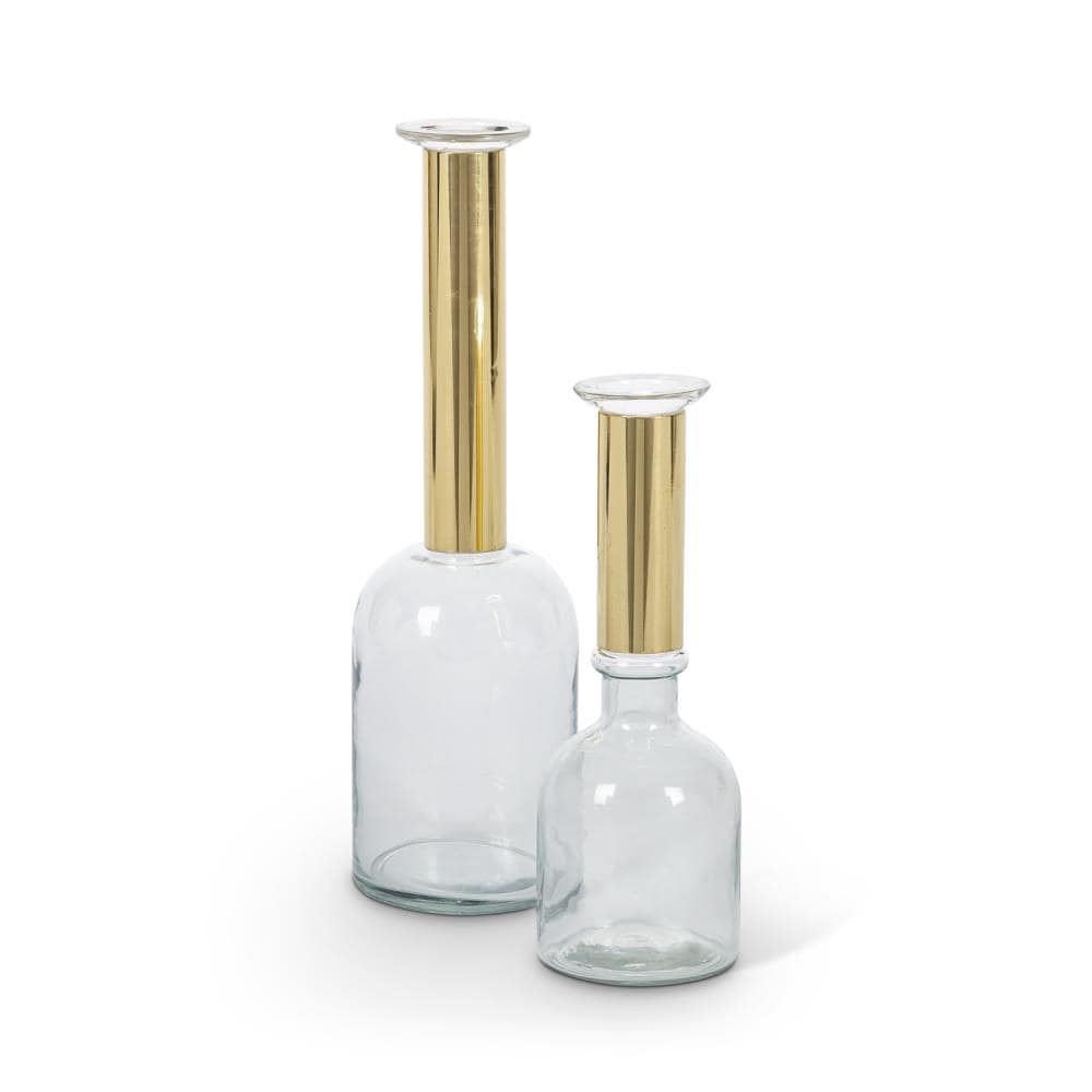 Lone Elm Studios 94991EC 2-Pack Clear Glass Modern Vase