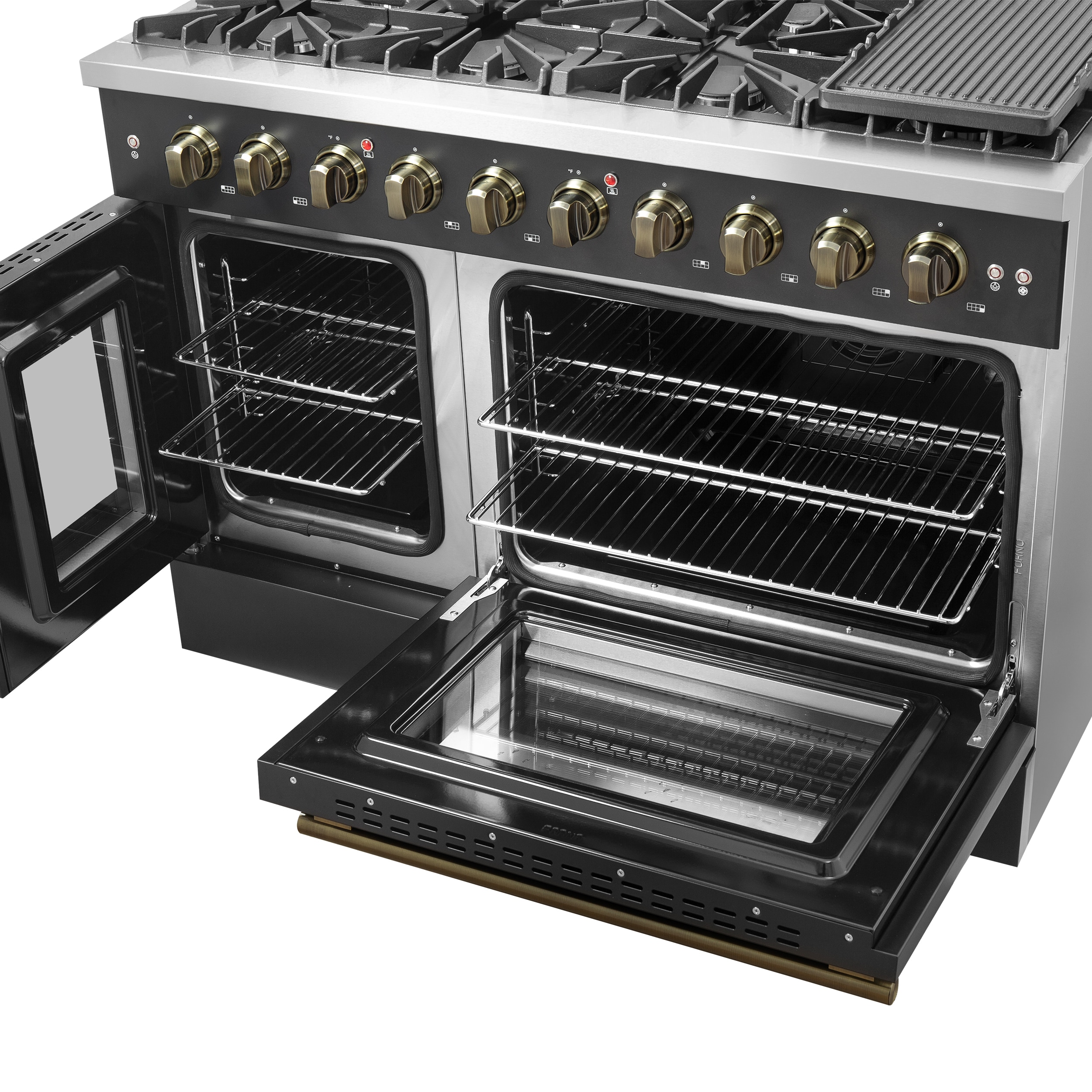 FORNO FFSGS6444-48BLK Double-Oven-Gas-Ranges - View #4