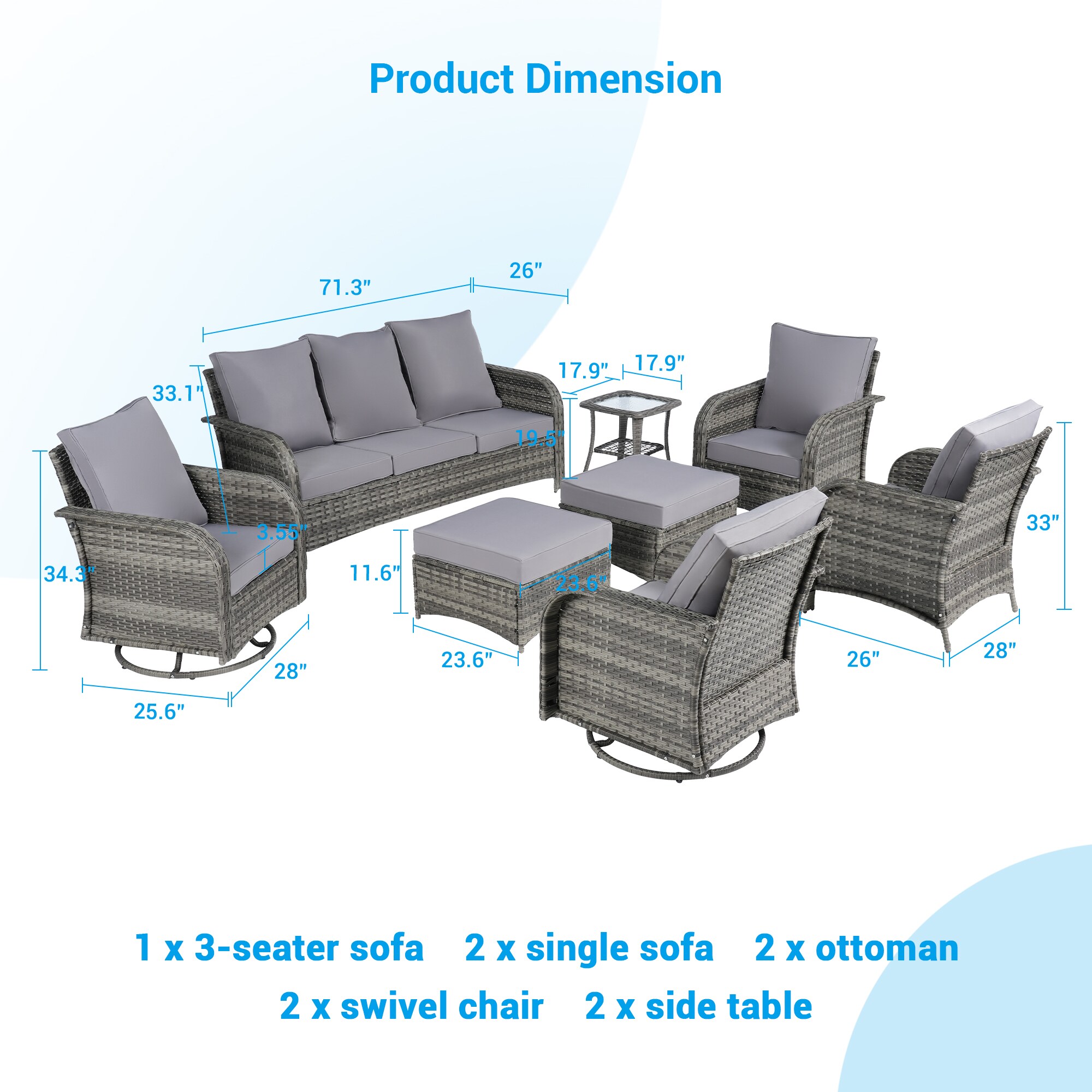 SANSTAR L-WS802-LY-8V1 Patio-Conversation-Sets - View #2