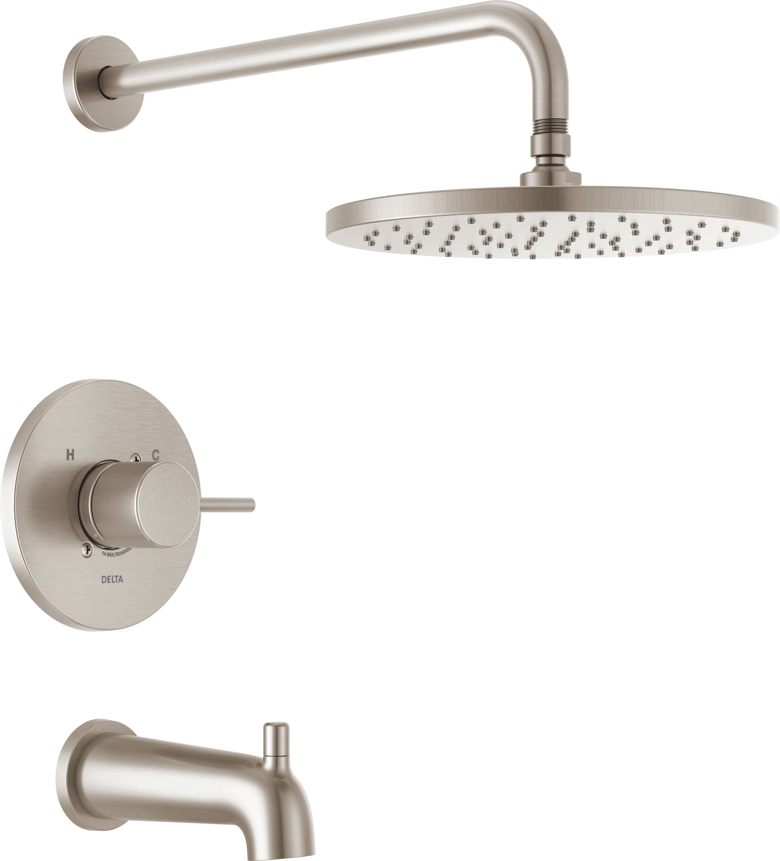 Delta T14469-SP-PP Modern SpotShield Stainless 1-handle Single function 10-Inches Round Bathtub and shower Faucet