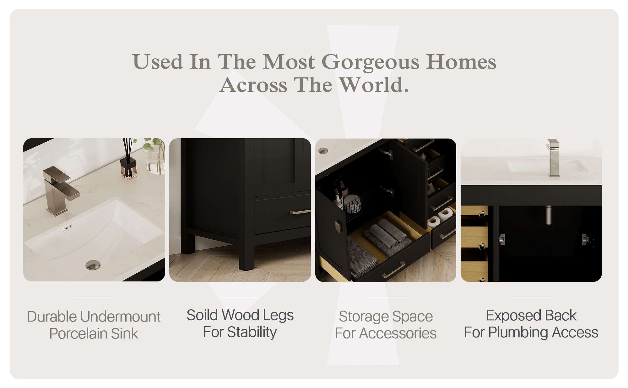 Espresso Double Sink Bathroom Vanity with Carrara Quartz Top