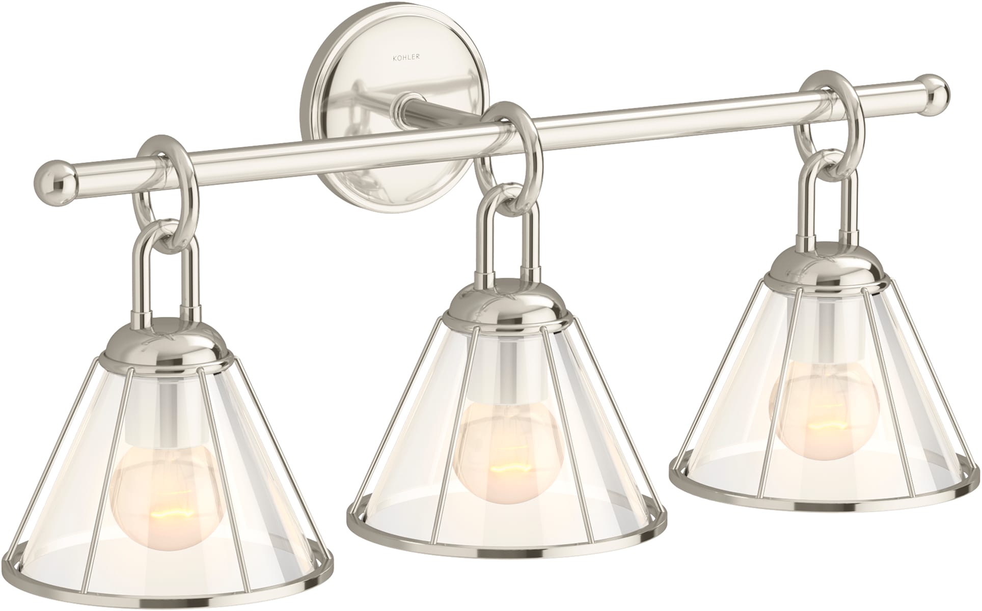 KOHLER 27743-SC03-SNL Terret 24.06-in W 3 -Light Polished Nickel Transitional Wall Sconce
