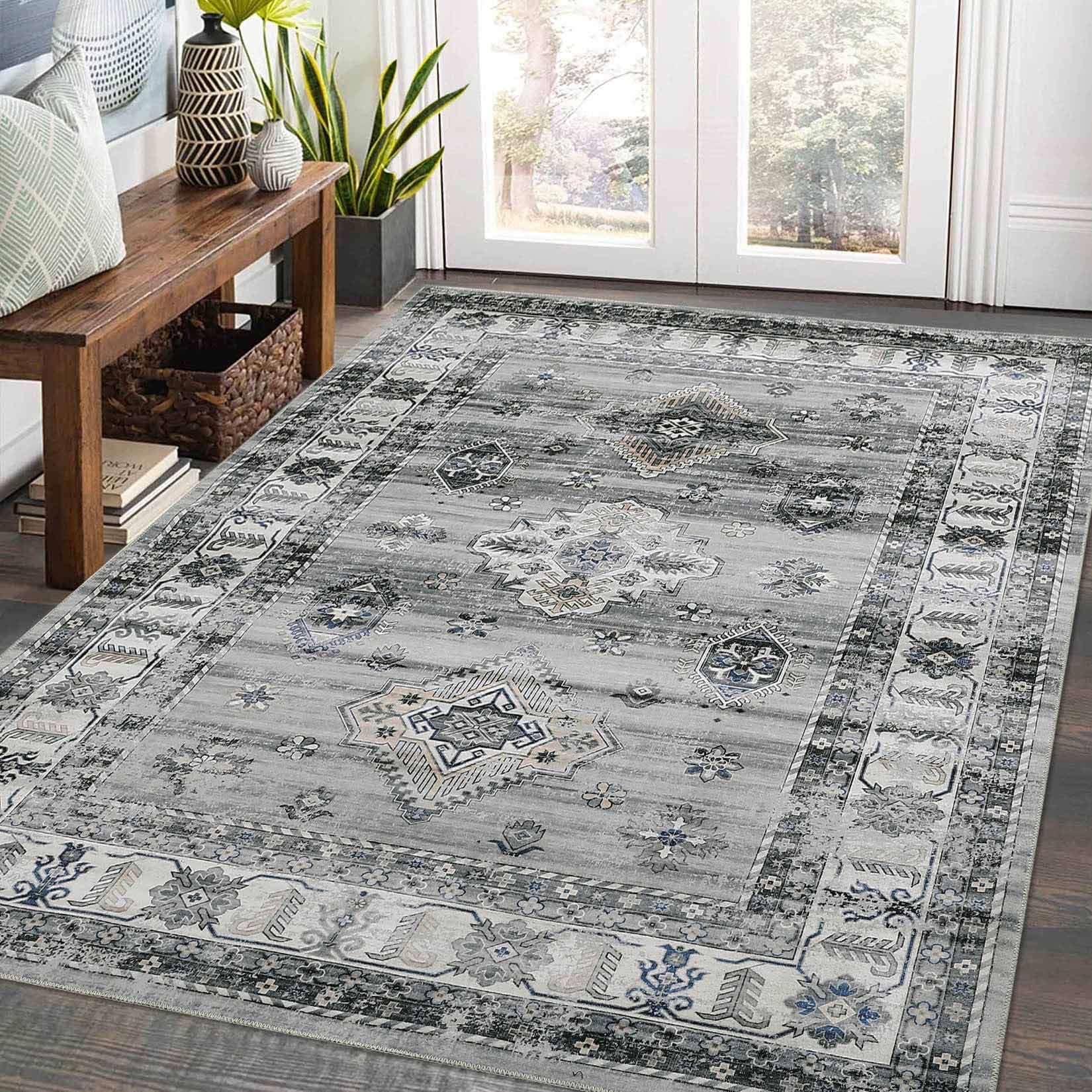 Garvee YXY-LO-PHO-1192T1AM 4 x 6 (ft) Loomed Polyester Gray Rectangular Indoor Geometric Persian Machine washable Area rug