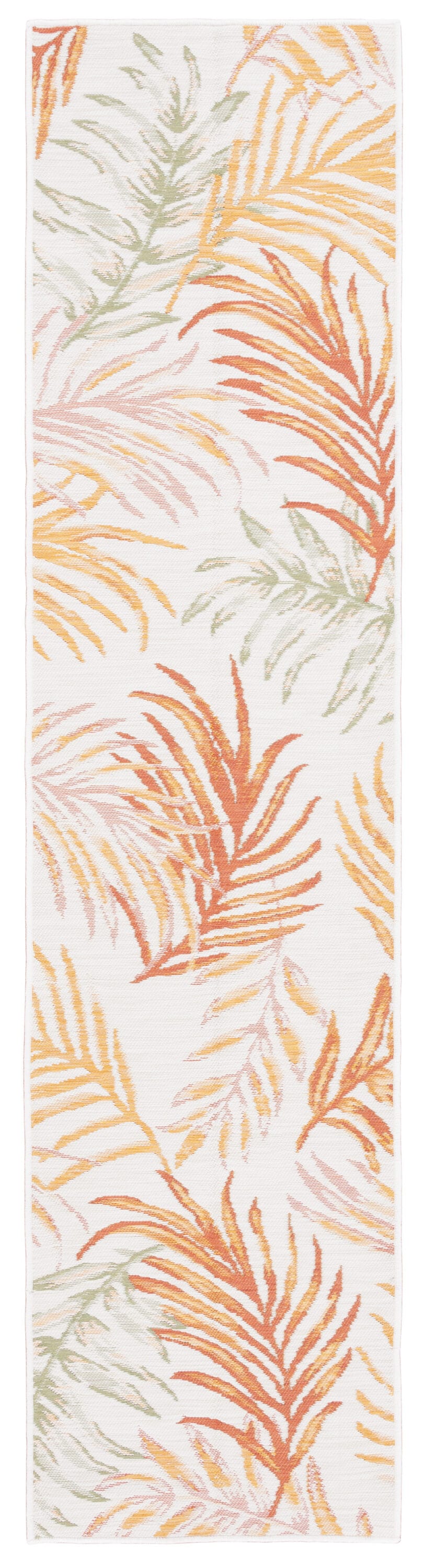 Safavieh SUN670B-28 2 x 8 (ft) Loomed Polyester/Polypropylene Ivory/Rust Sage Rectangular Indoor/Outdoor Floral/Botanical Mid-Century Modern Runner rug