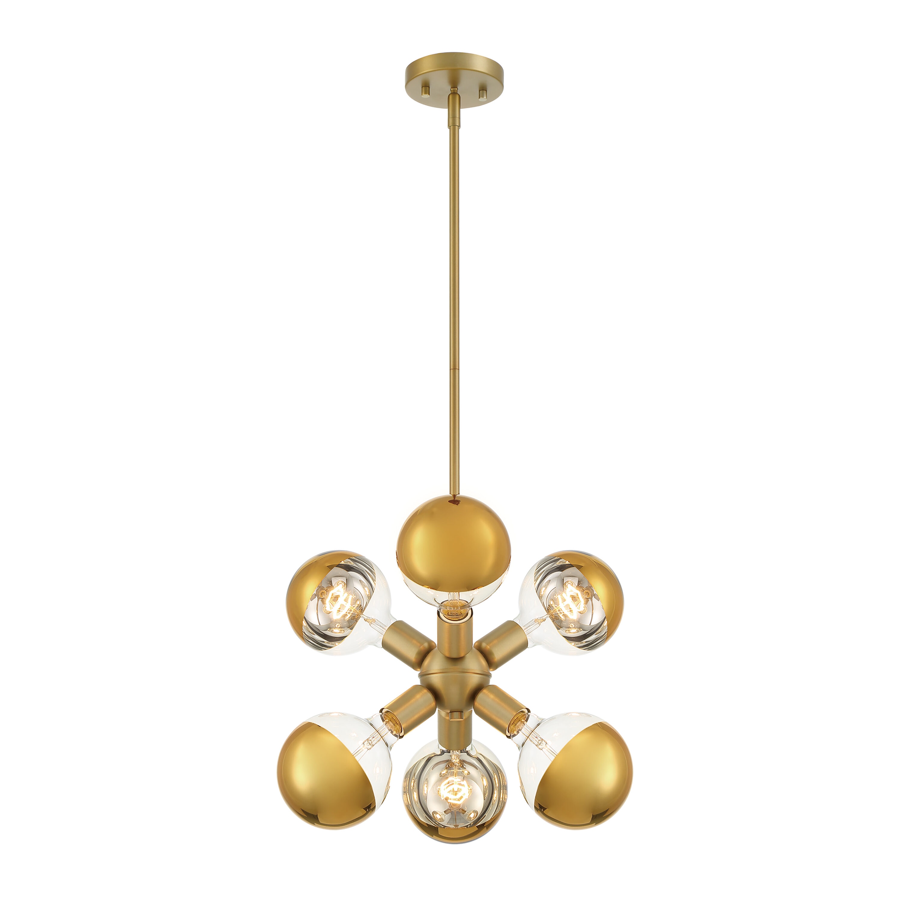 Gambit Brushed Gold 7" Mid-Century Modern Pendant Light