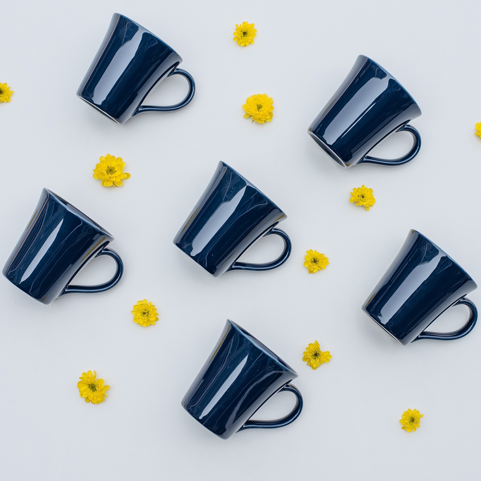 Manhattan Comfort Floreal 11.16-fl oz Ceramic Blue Mug Set