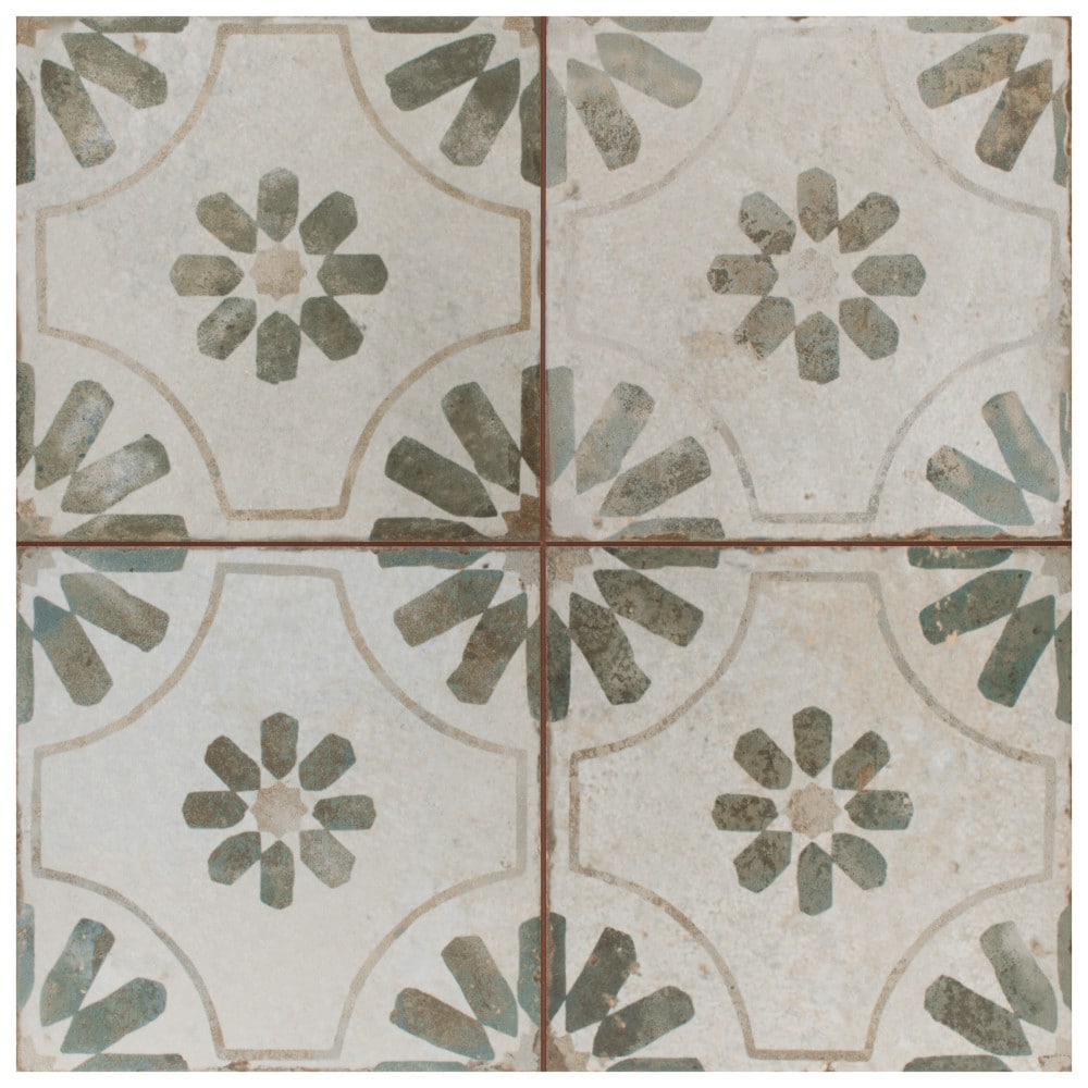 Affinity Tile Kings Blume Sage 17-5/8-in x 17-5/8-in Matte Ceramic ...