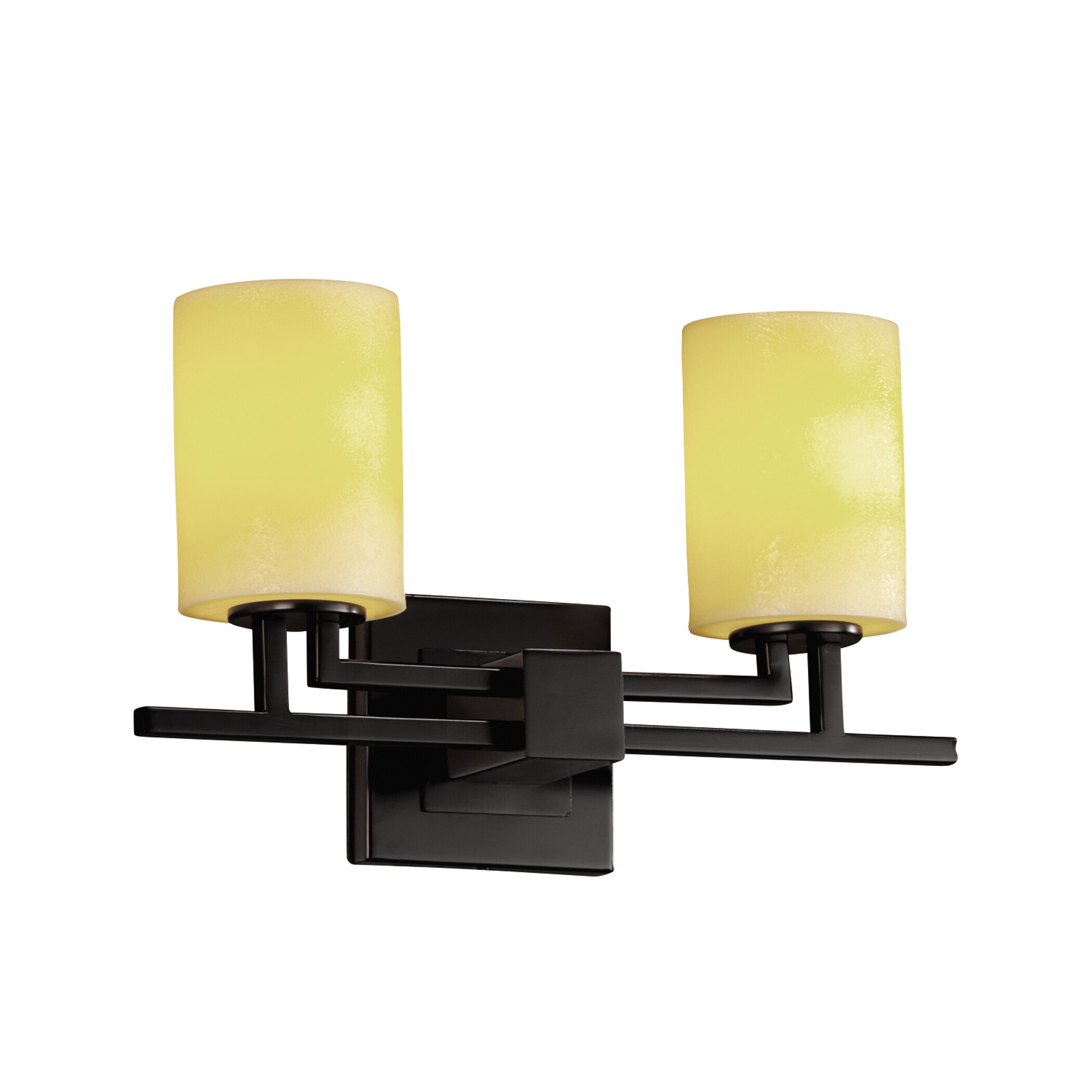 Justice Design Group CNDL-8702-10-AMBR-MB CandleAria 16-in 2-Light Matte Black Transitional Vanity Light