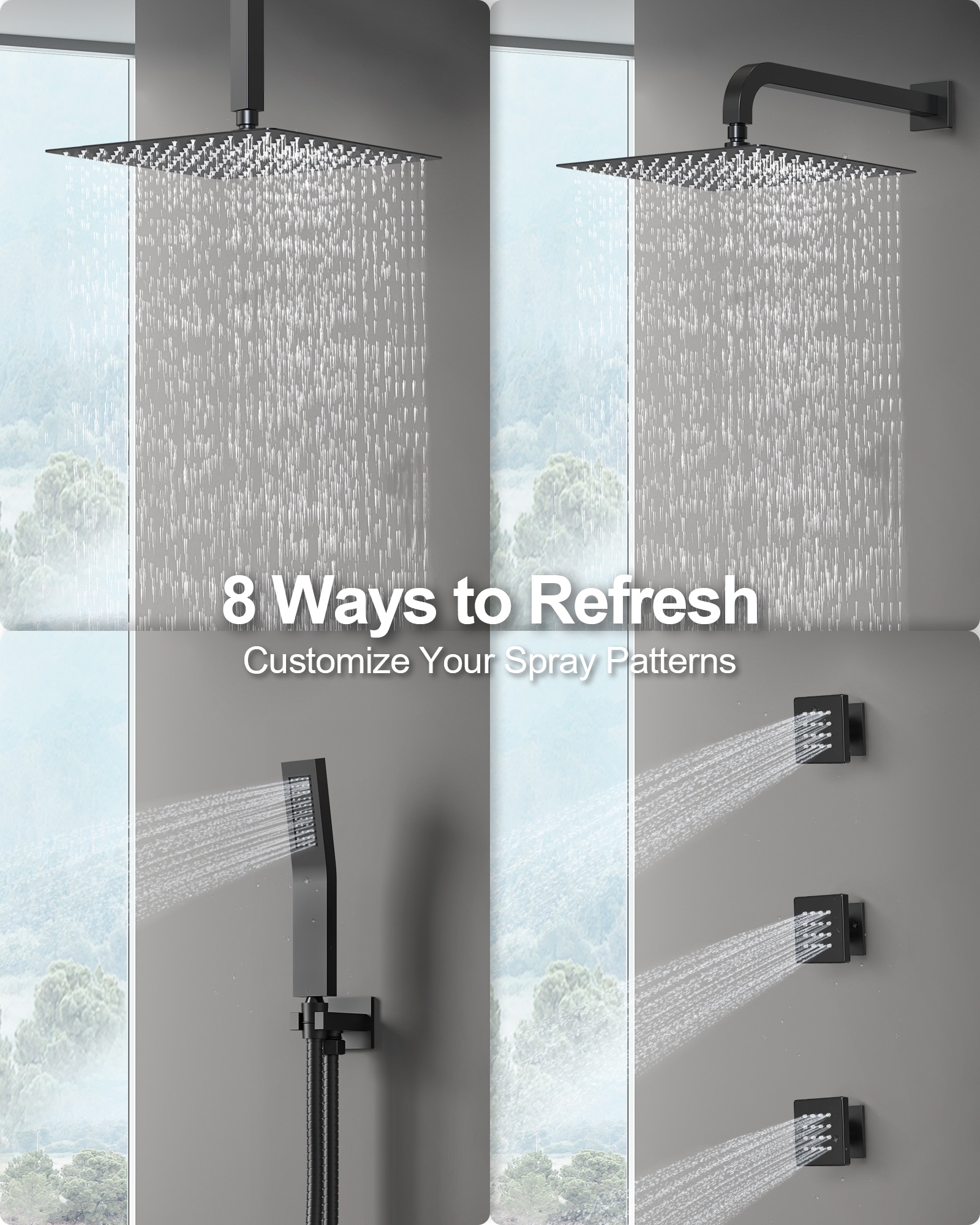 GRANDJOY SFS-1070-BK12 Showerhead-Bar-Panels - View #8
