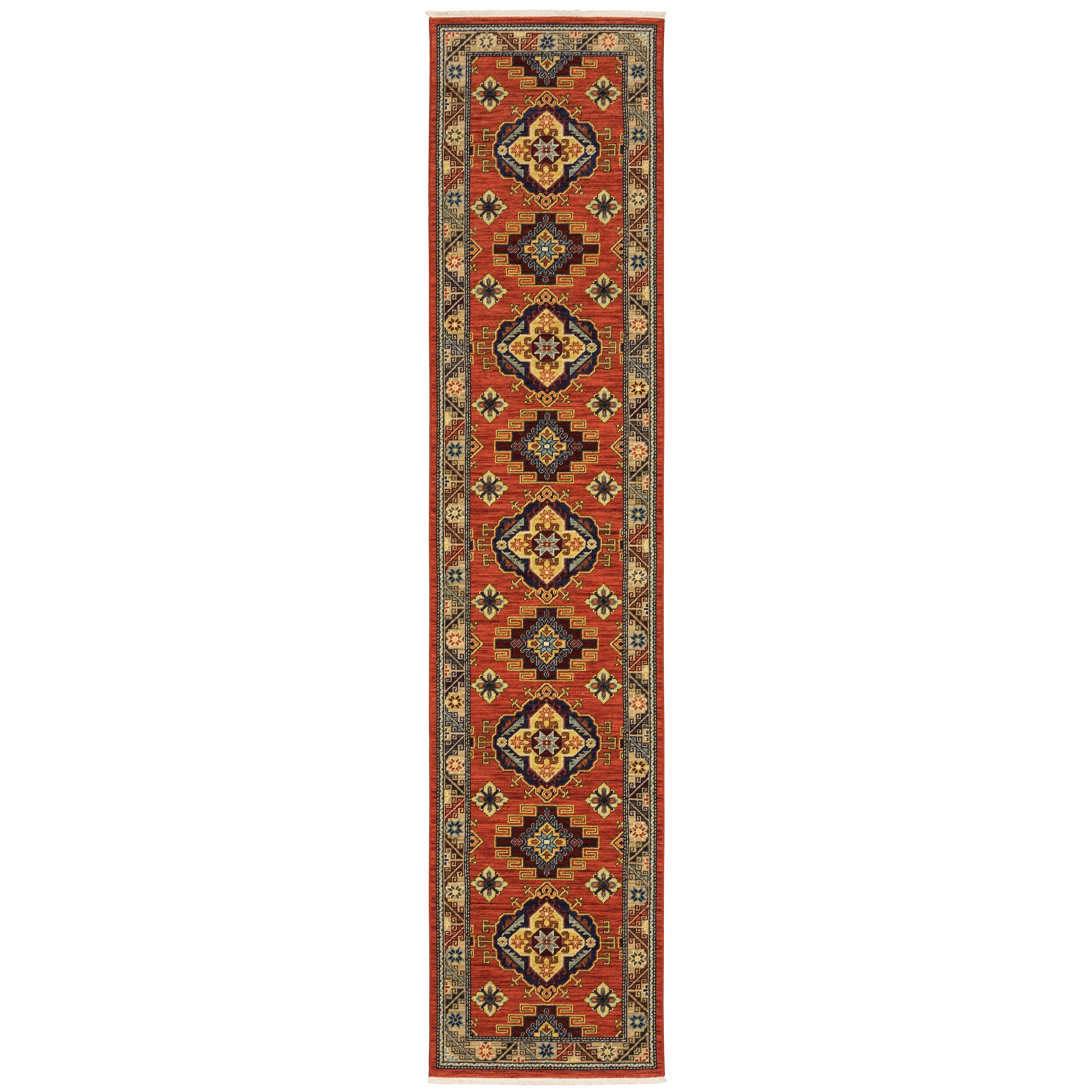 Archer Lane 550LILI4P3L Tyson 2 x 12 (ft) Wool Red Rectangular Indoor Medallion Bohemian/Eclectic Runner rug