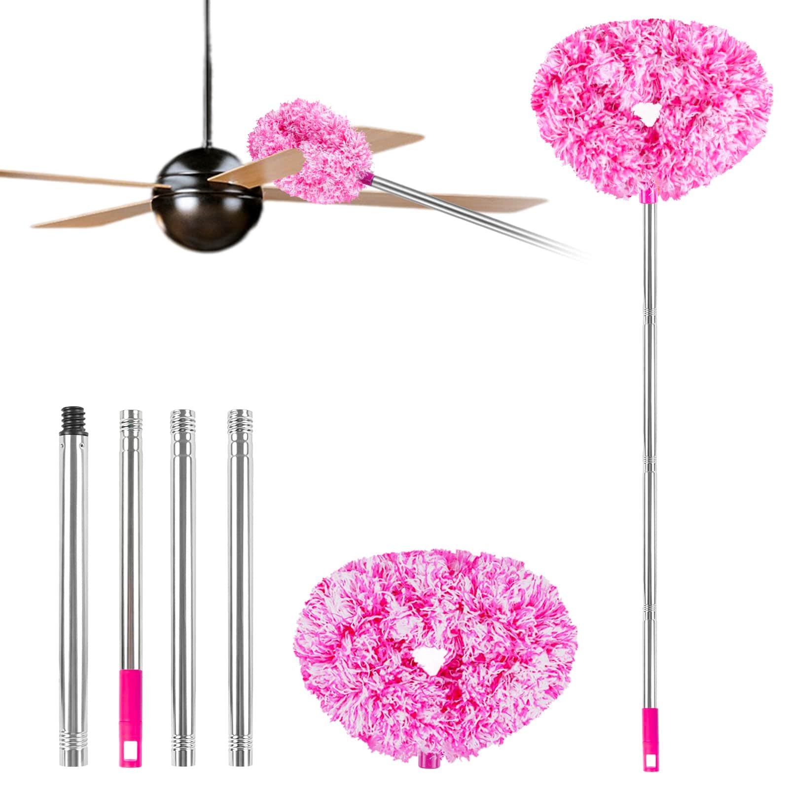 AOIZGMY  Ceiling Fan Cleaner Duster Reusable Microfiber with Extension Pole Adjustable Length from 13 to 49.7 Inch for Cleaning Fans Walls