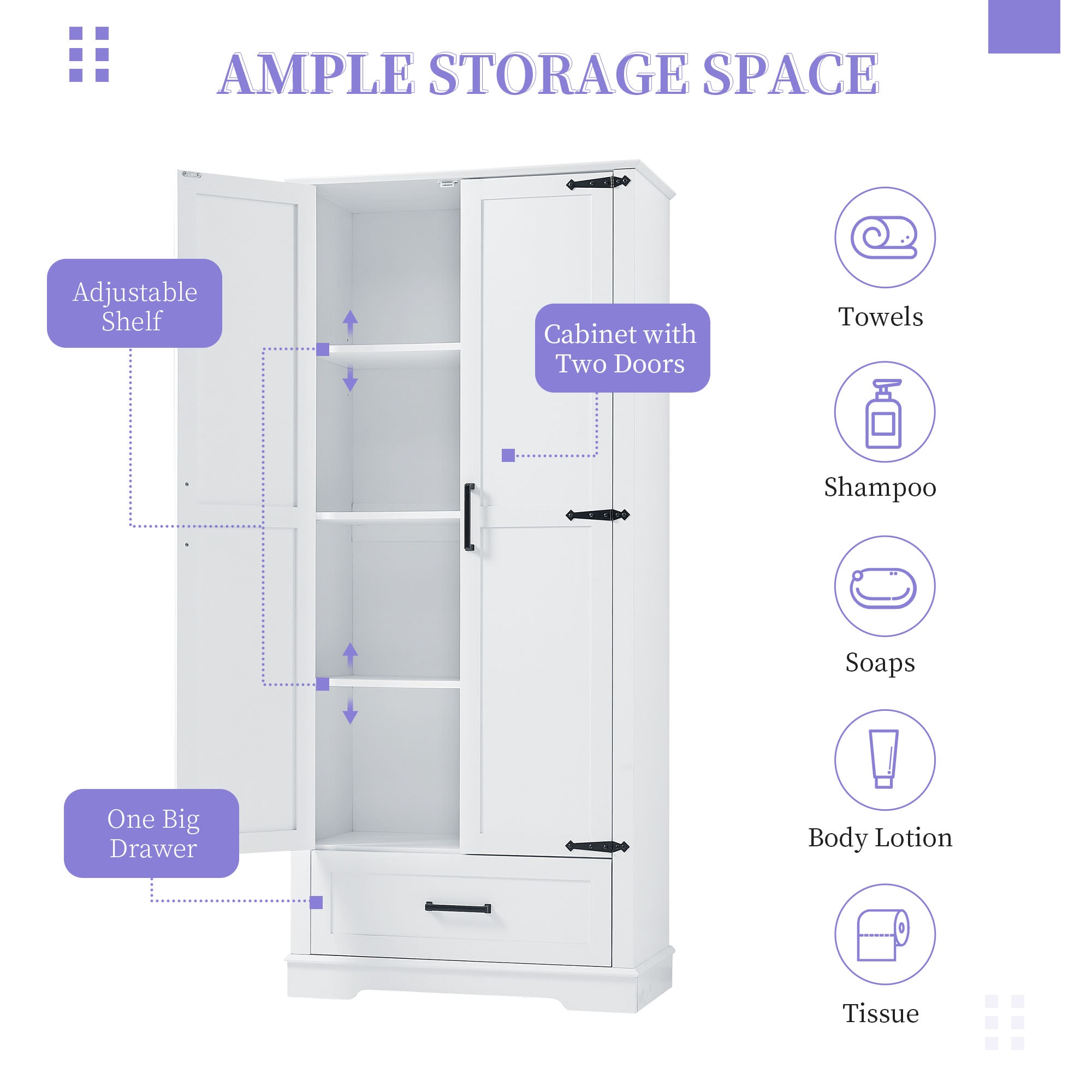 WELLFOR GIZ-FME2436B Linen-Cabinets - View #4