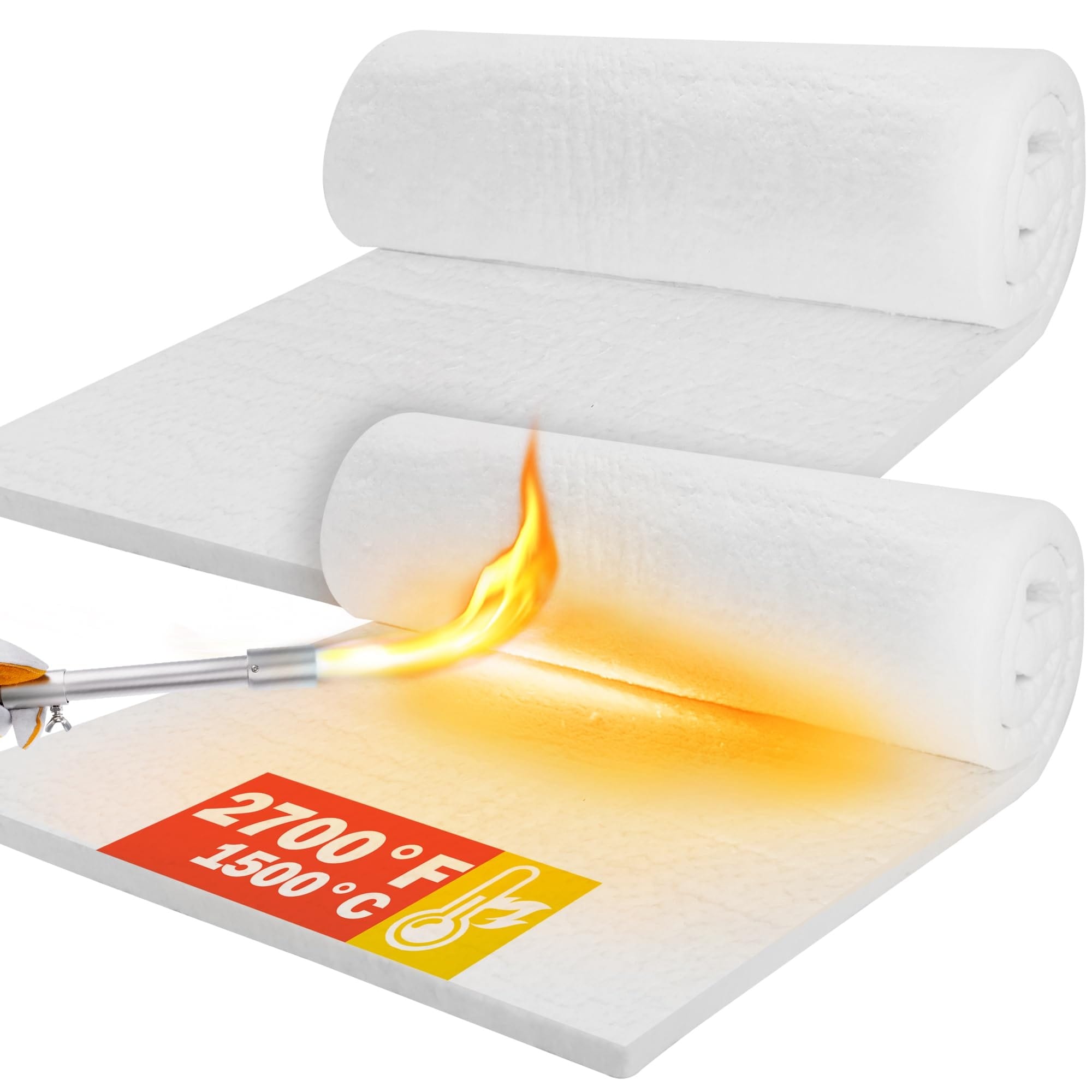 Phyfalip  Ceramic Fiber Insulation Blanket 2 pcs 24 x 15 7 x 1 Inch Fireproof Heat Resistant for Wood Stove Fireplace Pellet Stove Chimney