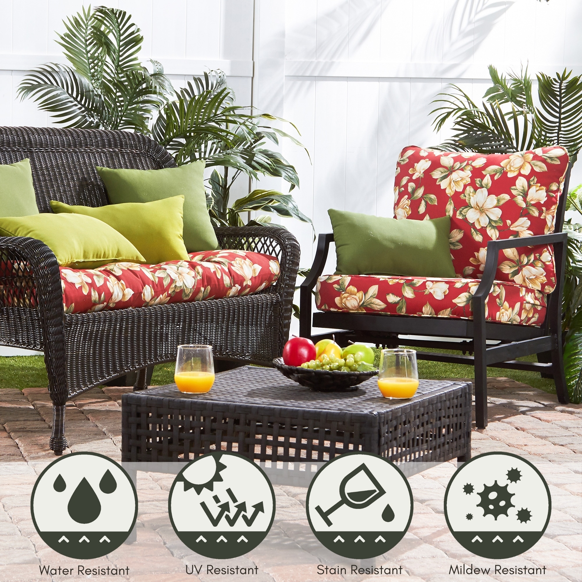 Greendale Home Fashions OC7820-ROMAFLORAL Patio-Furniture-Cushions - View #6