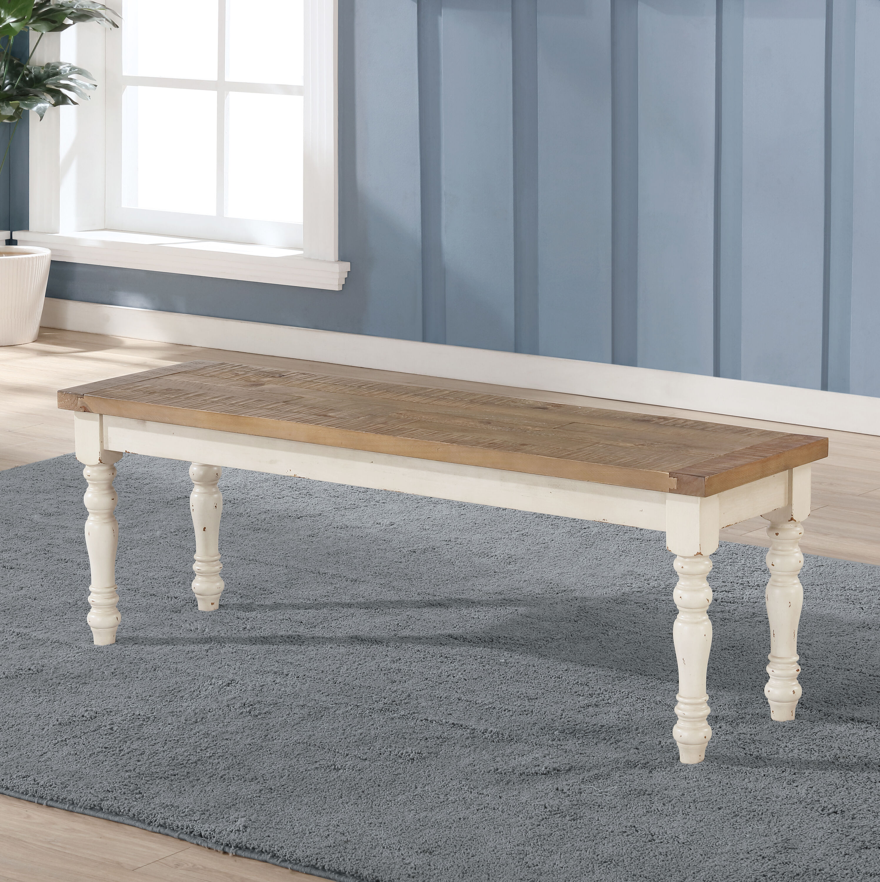 Roundhill Furniture CB1954 Prato Weathered Oak Dining Bench