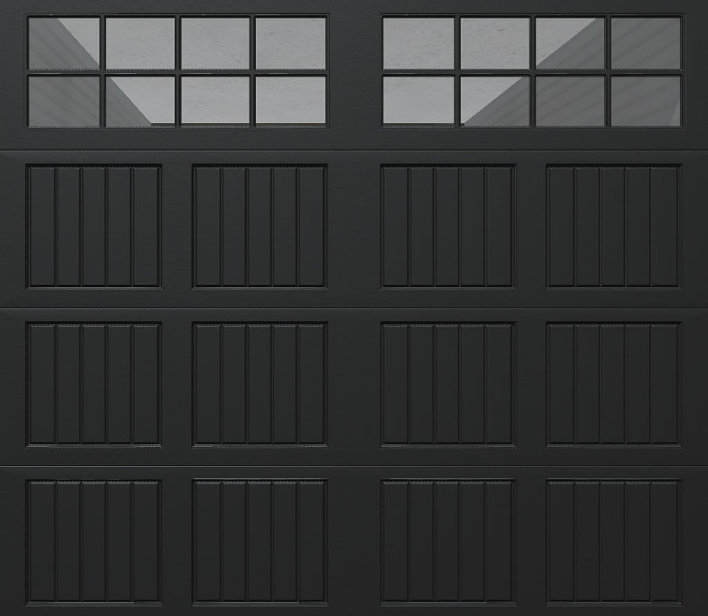 Wayne Dalton 8500SNMABLSTCKIII87 Classic Steel Model 8500 8-ft x 7-ft Insulated Black Single Garage Door with Windows