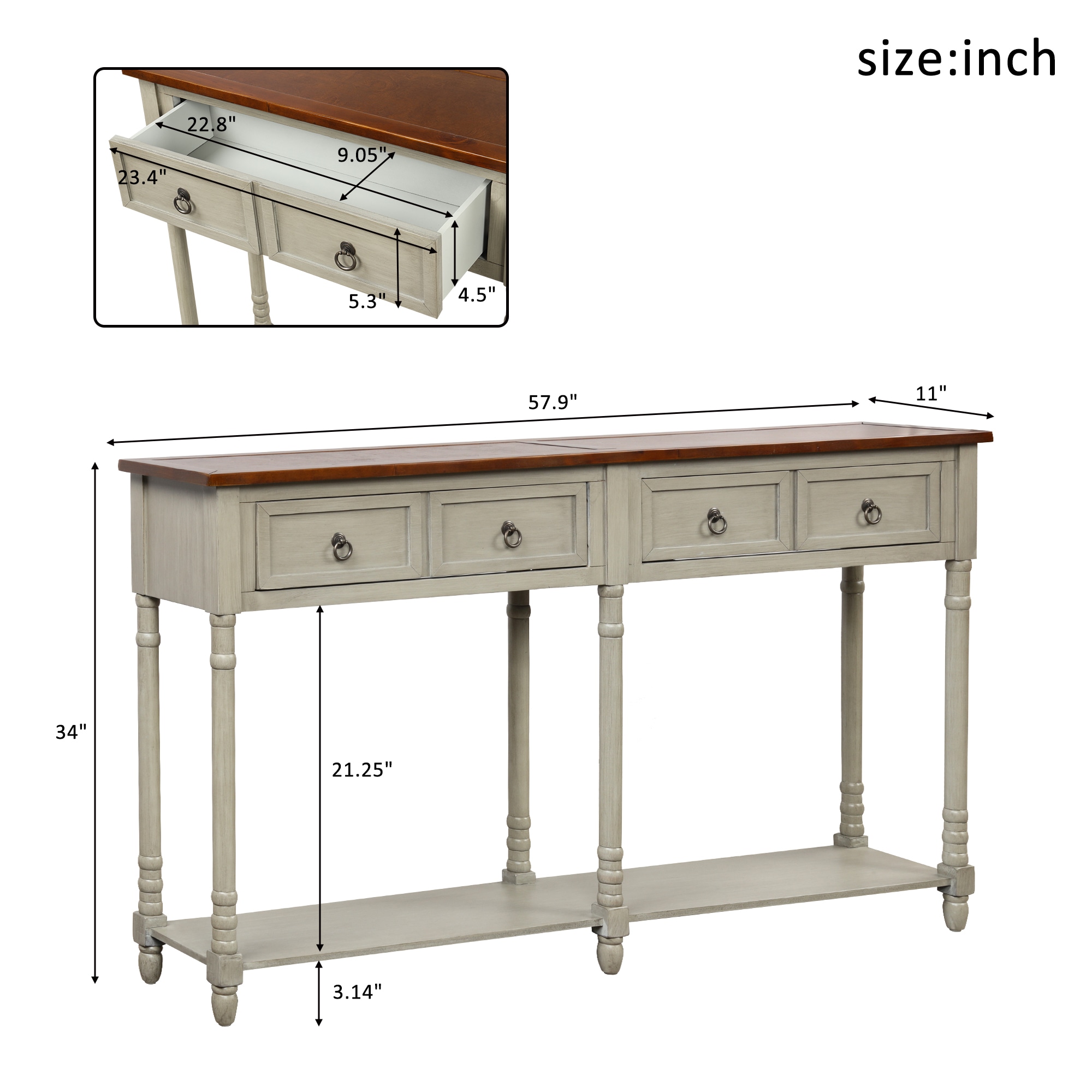 AHIOU HOME Modern Antique Gray Console Table in the Console Tables ...