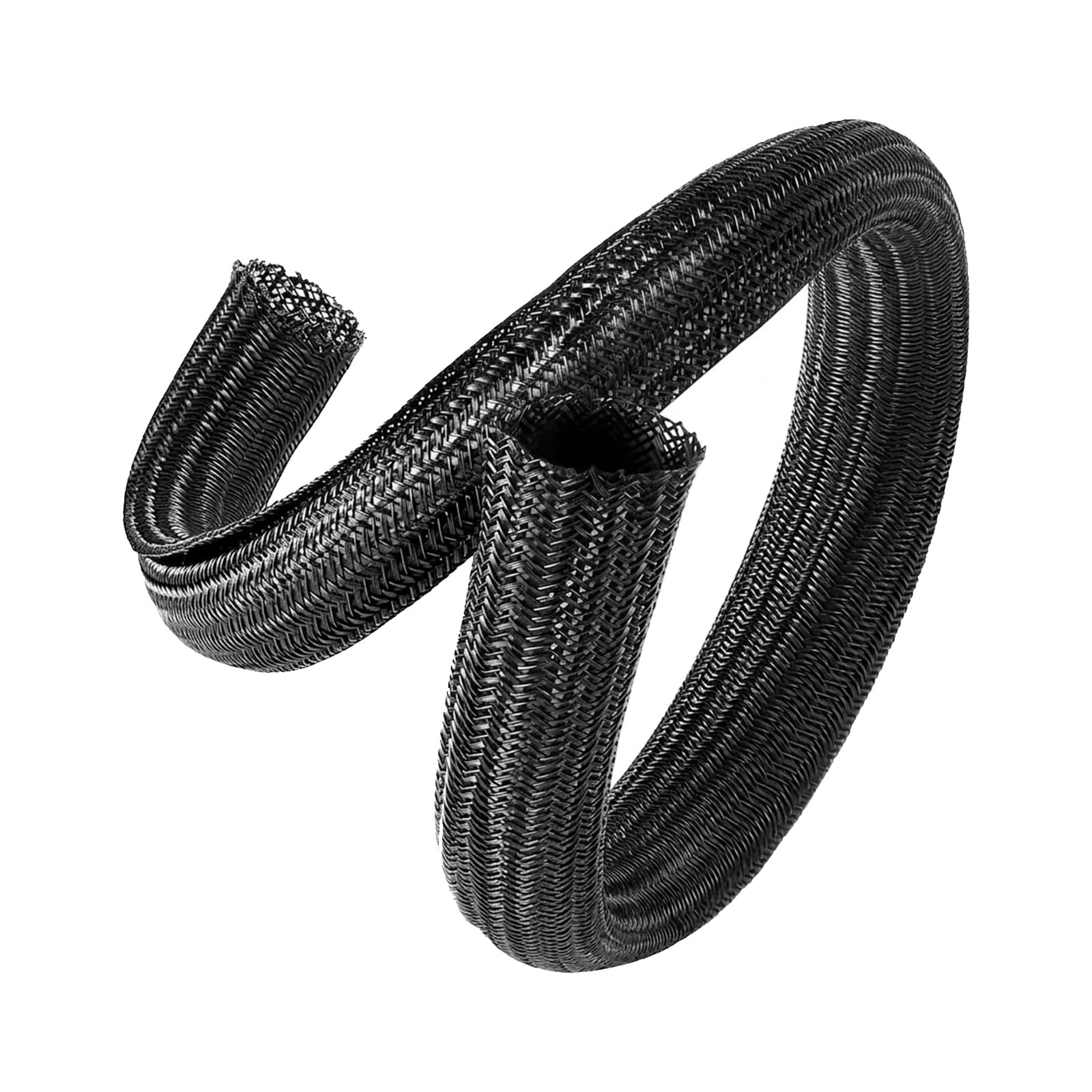 Etokfoks  0 75 1 2 in x 5 ft Black Self Closing Wire Loom Tubing Electrical Cable Management Sleeve Pet Proof 2 Pack