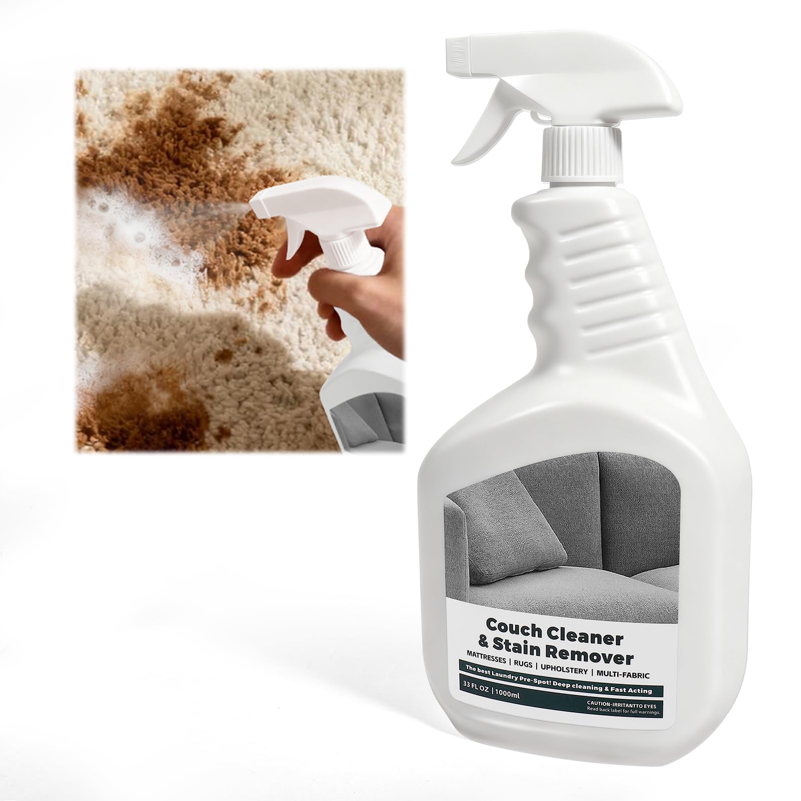 LAIFUCAM  Upholstery Cleaner Spray Pet Safe Non Toxic Quick Dry for Fabric Sofa Carpet Furniture Couch Car Interior Removes Stains Odors Large