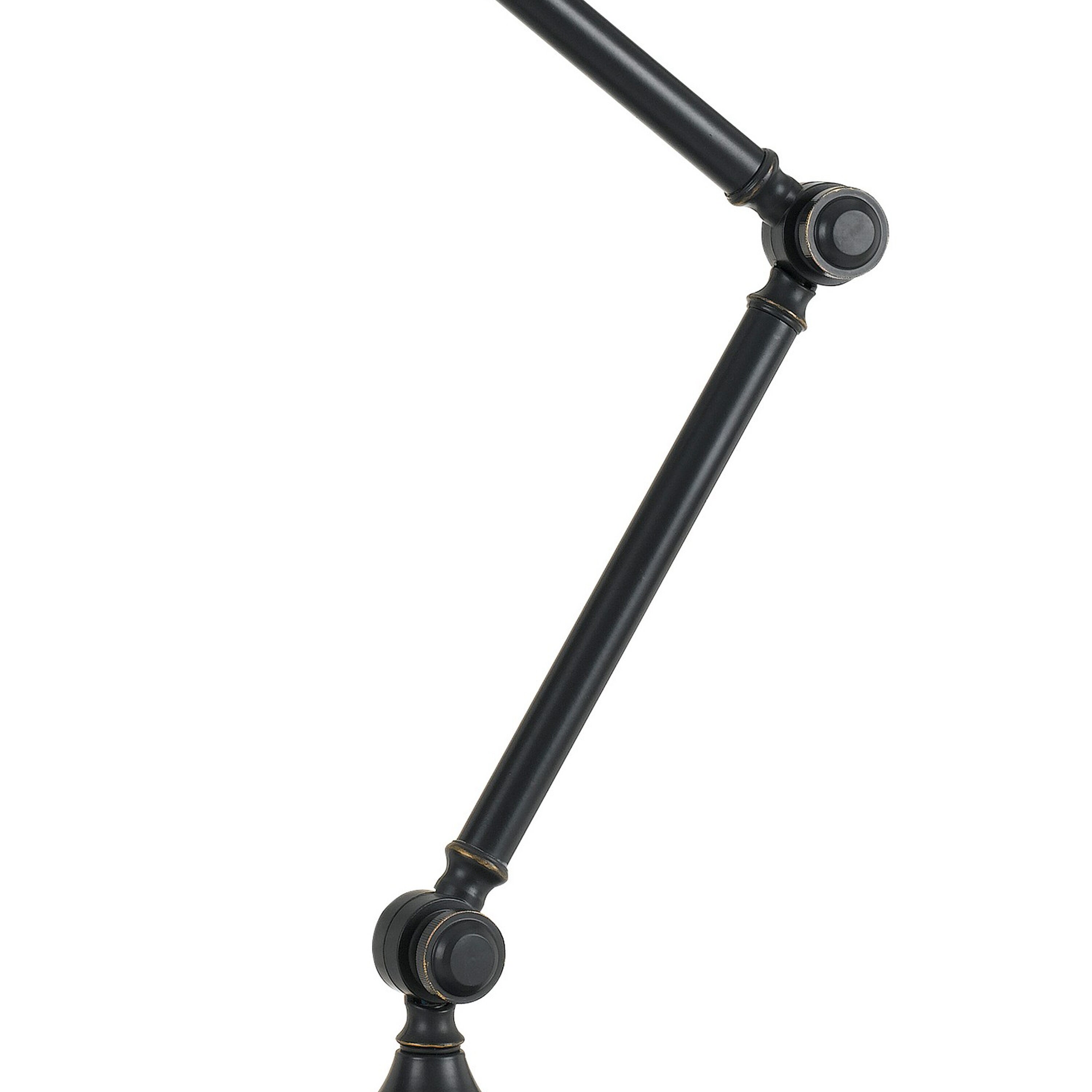 Merra 25 in. Black Adjustable Desk Lamp with Fabric Shade PTL-2904