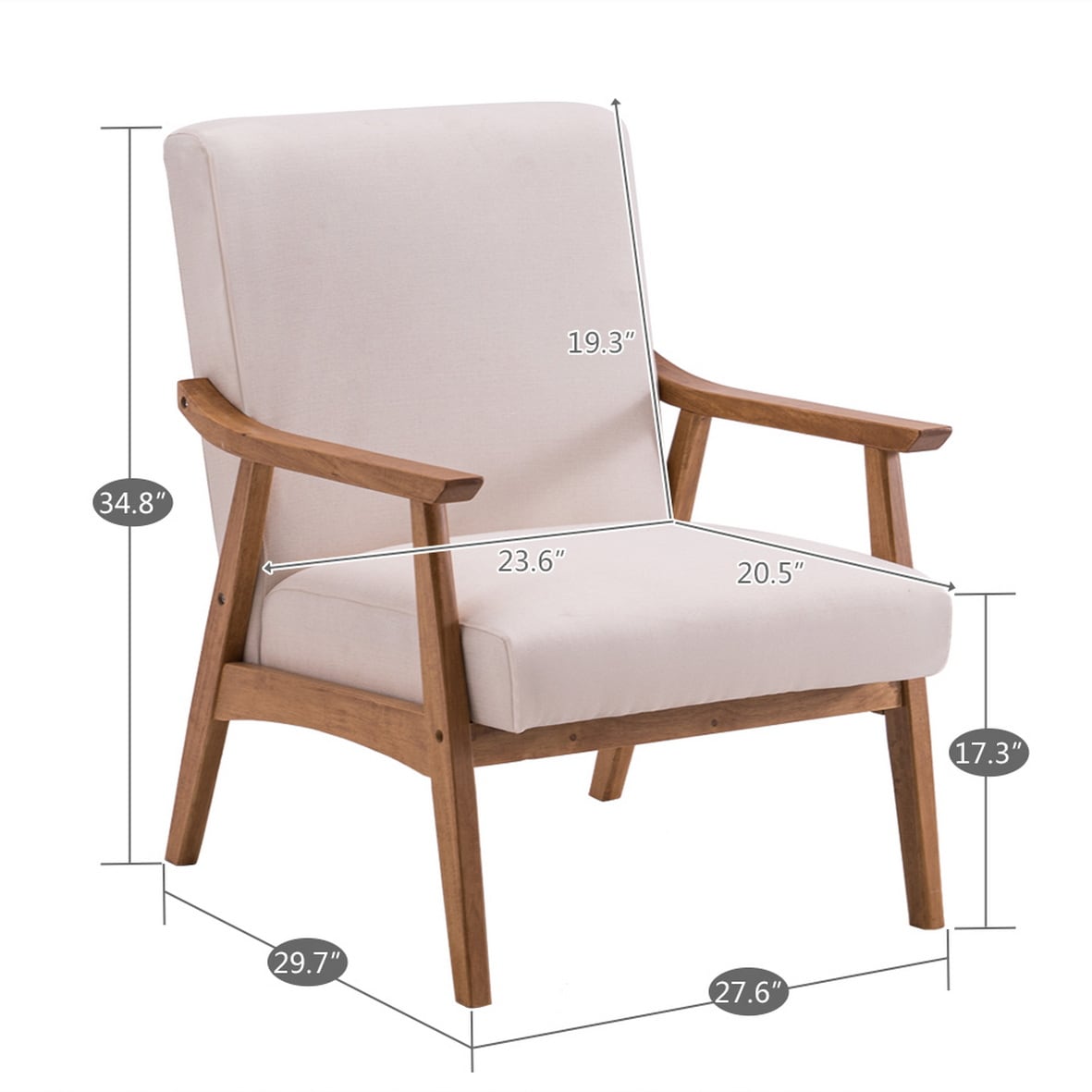 Outopee Modern Beige Linen Contemporary Accent Chair in the Chairs ...