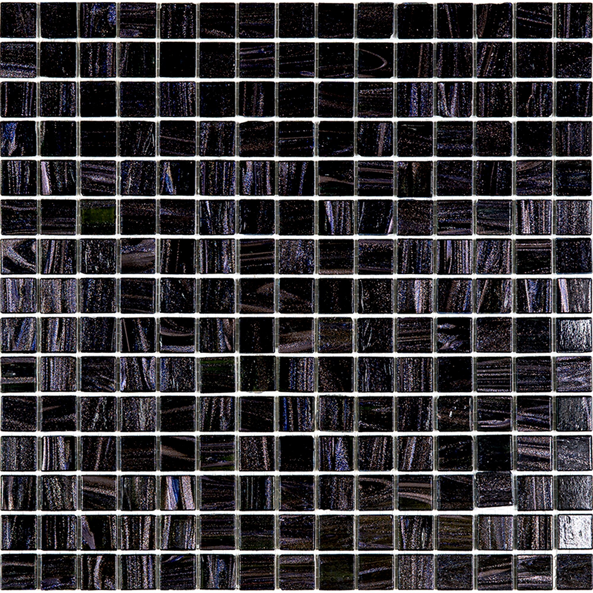 Celestial 12 in. x 12 in. Glossy Oil Black Glass Mosaic Tile