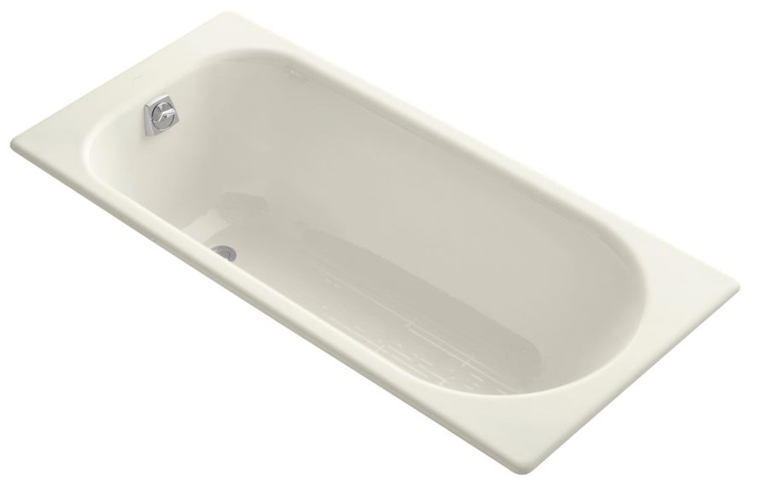 KOHLER 941-96 Soissons 27.5-in x 59-in Biscuit Cast Iron Oval Drop-In Soaking Bathtub (Reversible Drain)