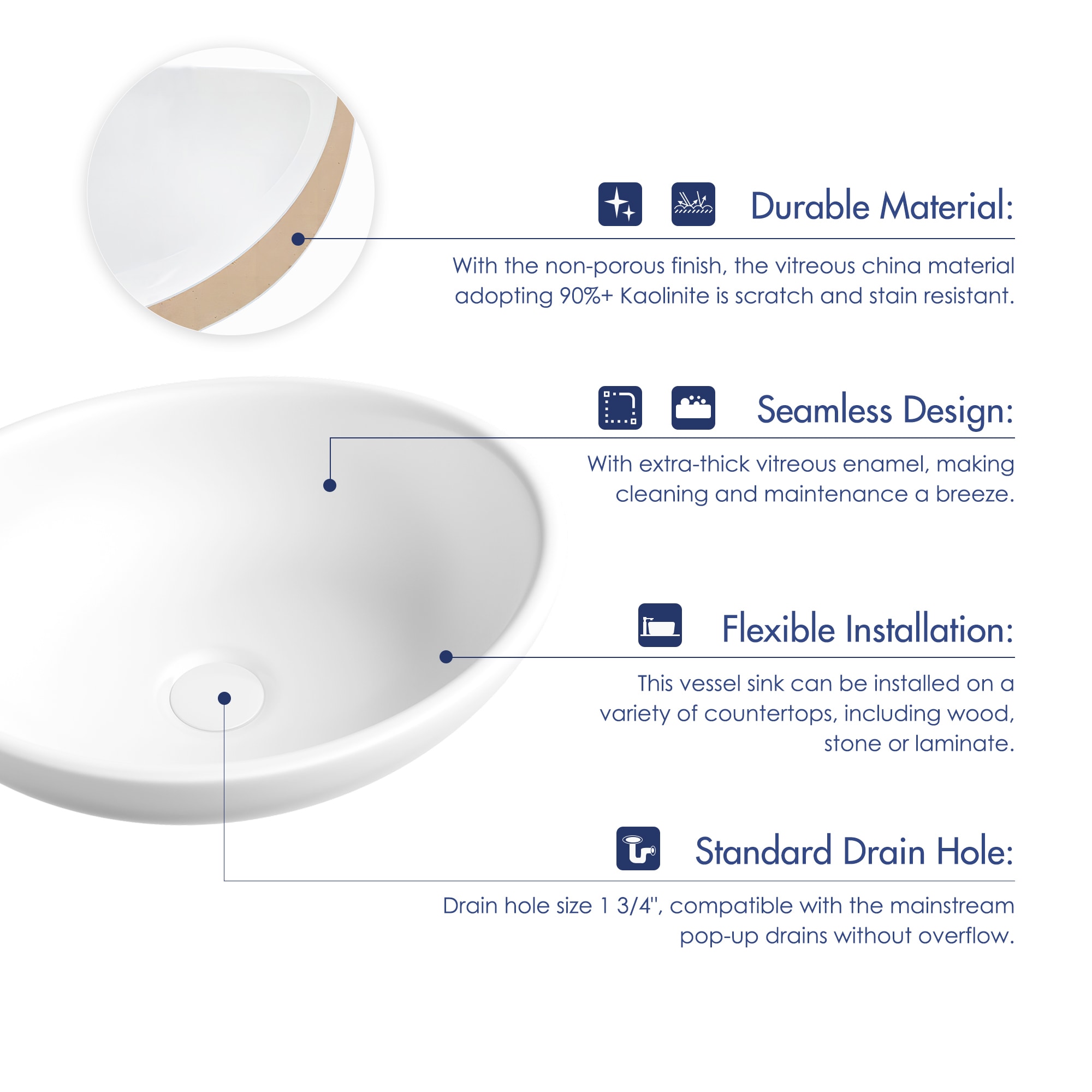 Eridanus Eclisse Vitreous China Vessel Oval Modern Crisp White Bathroom ...