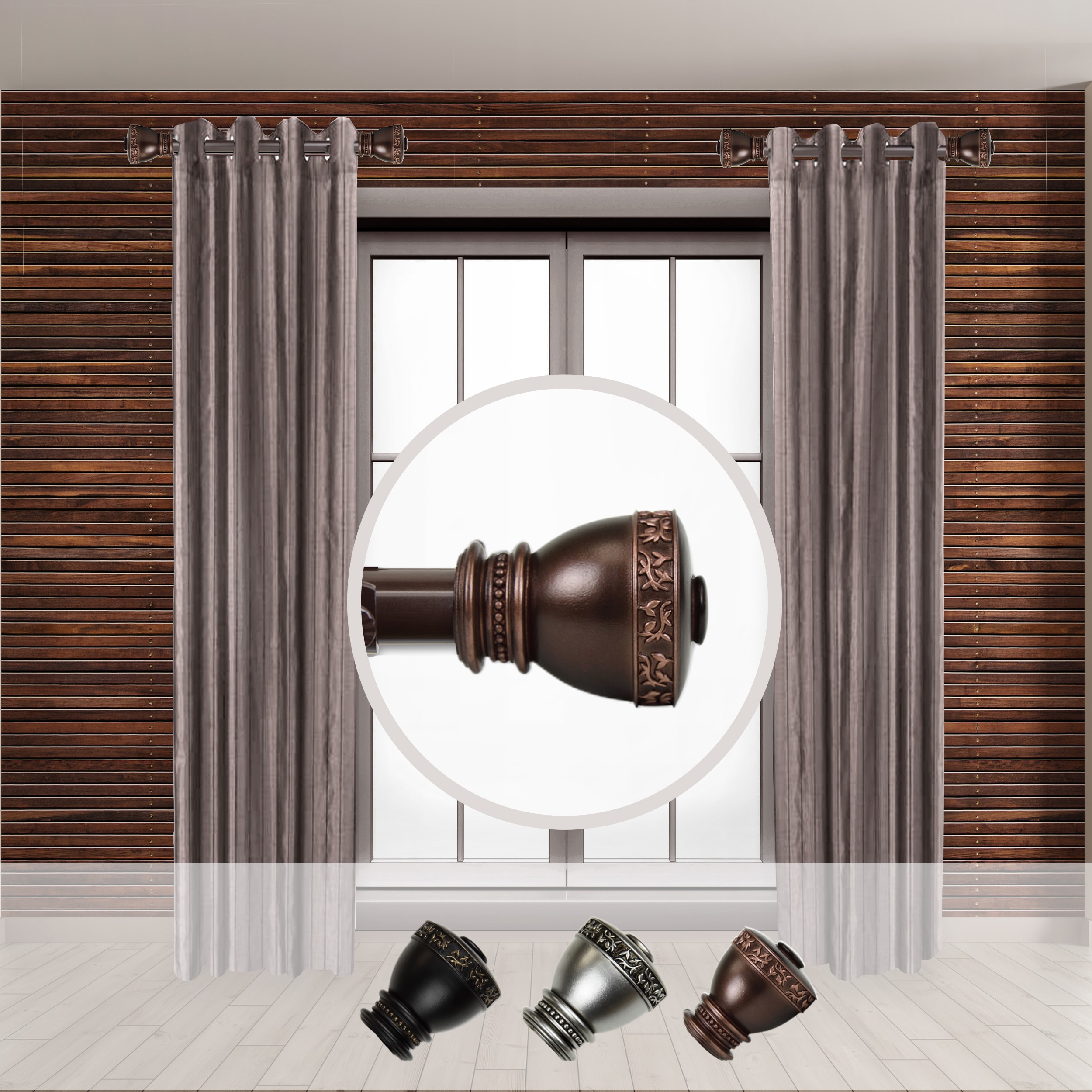 Hart & Harlow LO-SIDE100-33-9 Rebekah 1-in 12-in to 20-in Bronze Steel Side curtain rod with Finials
