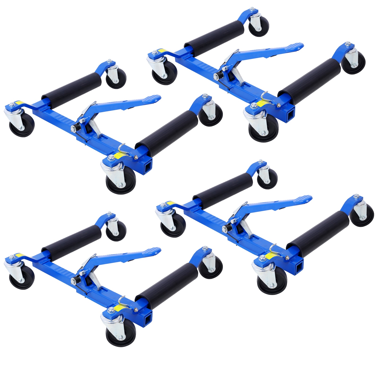 Kahomvis GH-QP214-034 Set Of (4) Wheel Dolly Car Skates Vehicle Positioning Hydraulic Tire Jack Ratcheting Foot Pedal Lift Hydraulic Car Wheel Dolly, 1,250Lbs Blue