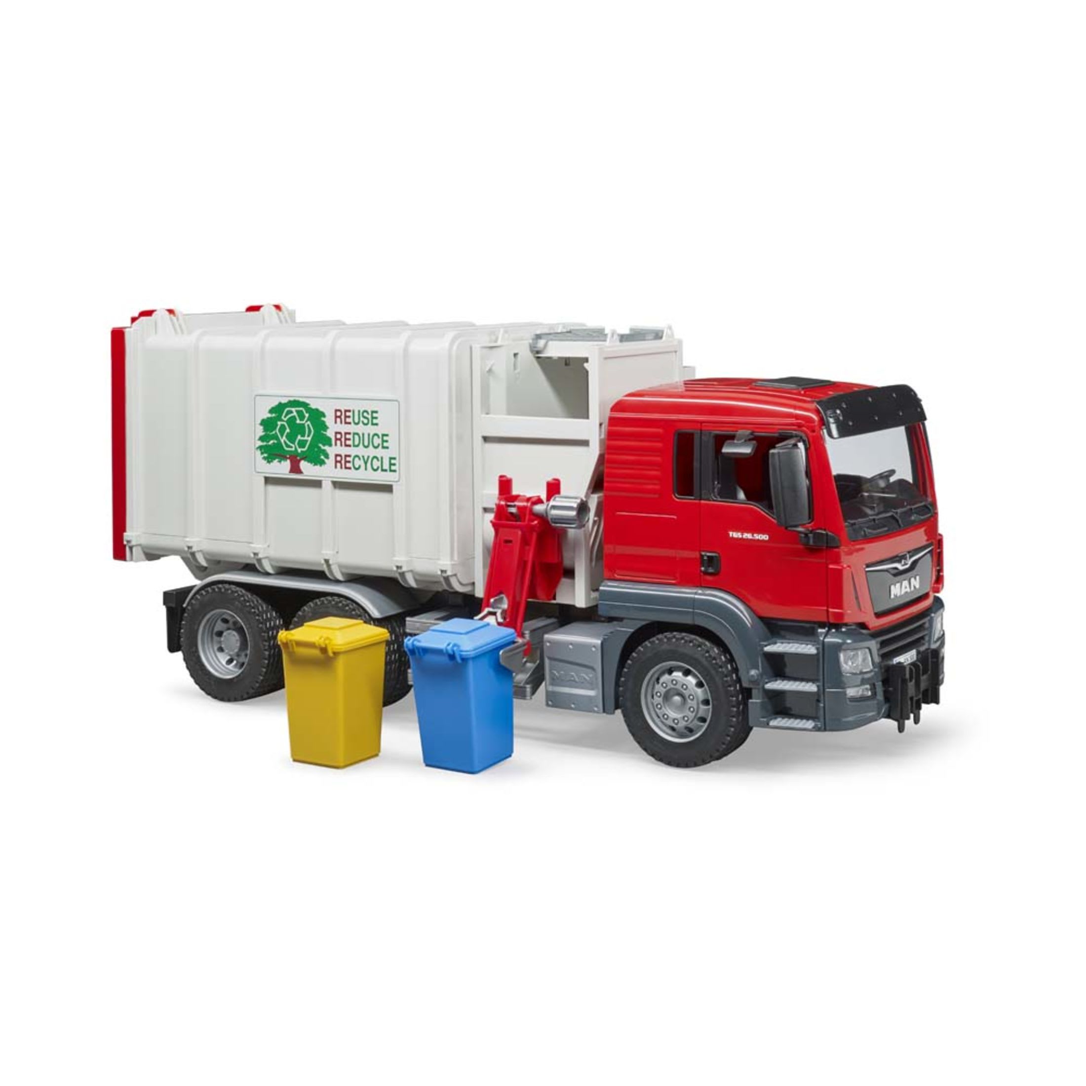 Lehman's 1357829 Bruder MAN TGS Side Loading Garbage Truck Playset - 03761 Ages 4 years and Up