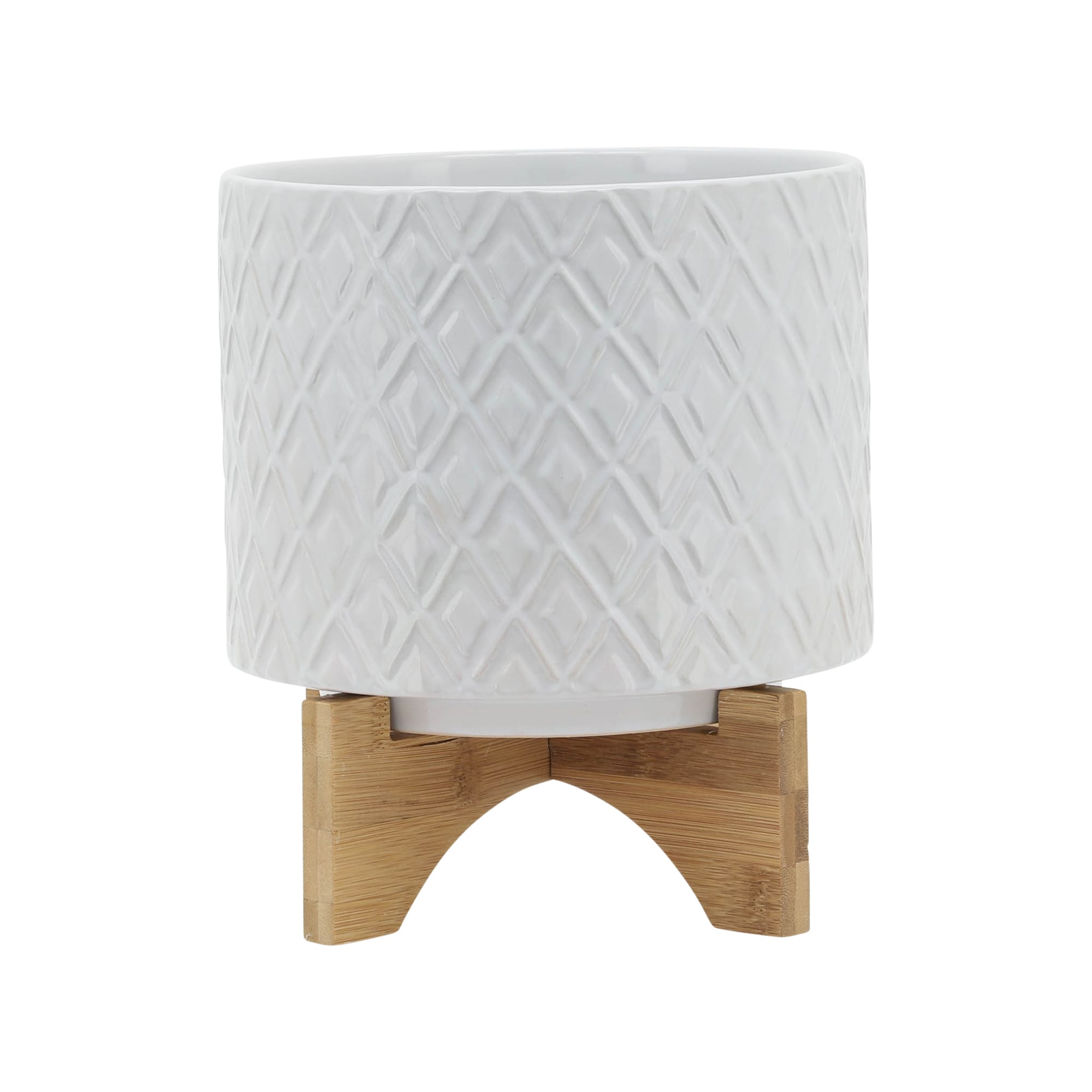 Siavonce XH06865 8.0-in W x 10-in H x 8-in D White Ceramic Indoor/Outdoor Planter