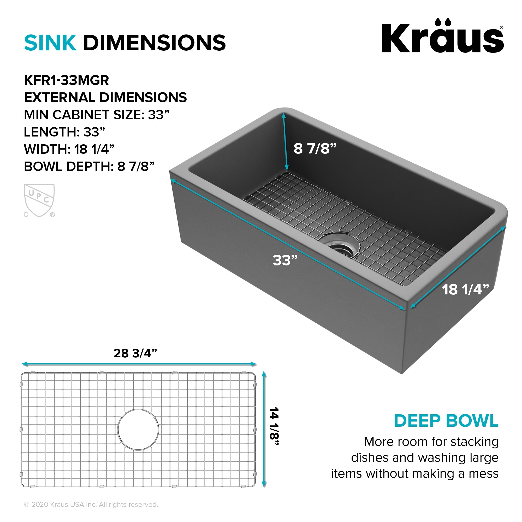 Kraus KFR1-33MGR Kitchen-Sinks - View #6