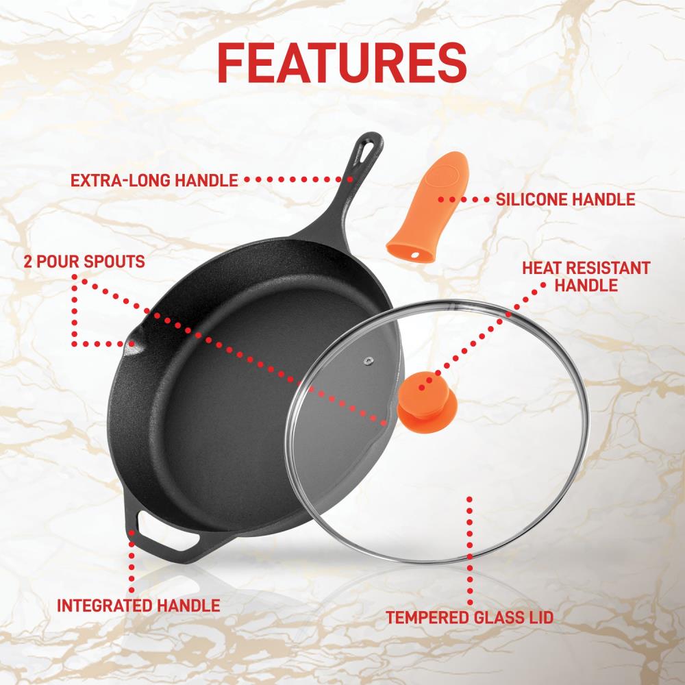 NutriChef 14 Inch Cast Iron PizzaBaking Pan 3 Pieces Cooking Oven