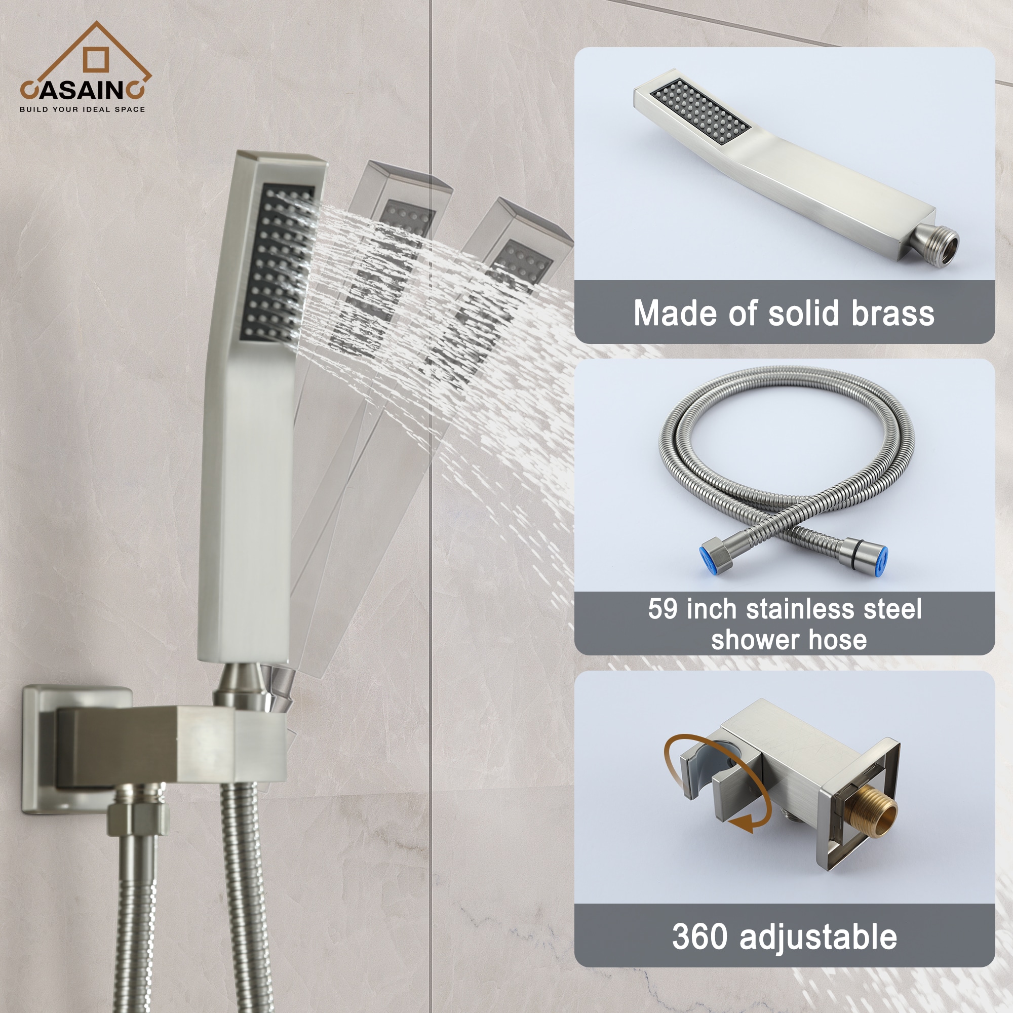 CASAINC CS3602-16BN Showerhead-Bar-Panels - View #5
