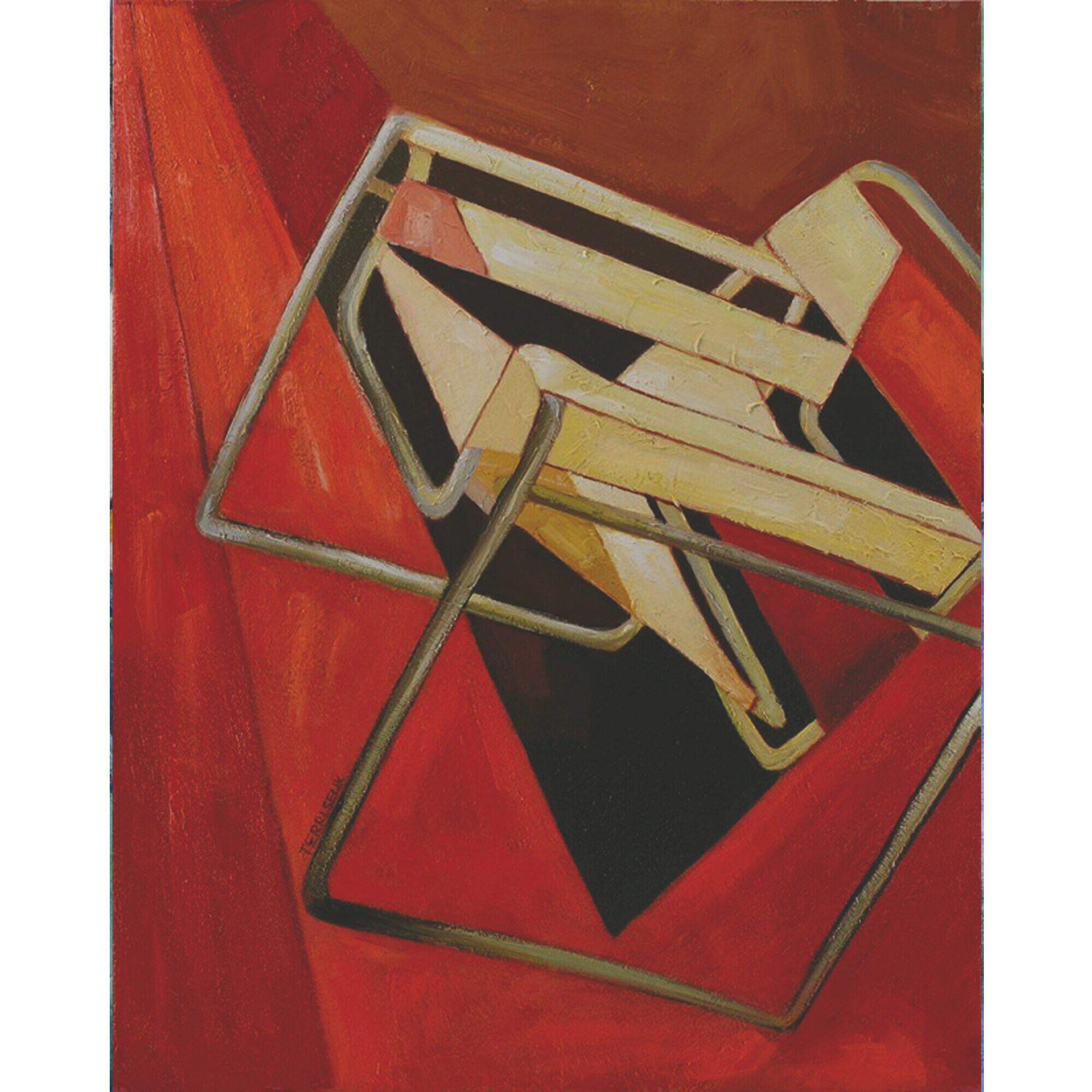 Yosemite Home Decor DCD112 Wassley Chair Ii Framed 50-in H x 40-in W Abstract Canvas Hand-painted Limited Edition Painting