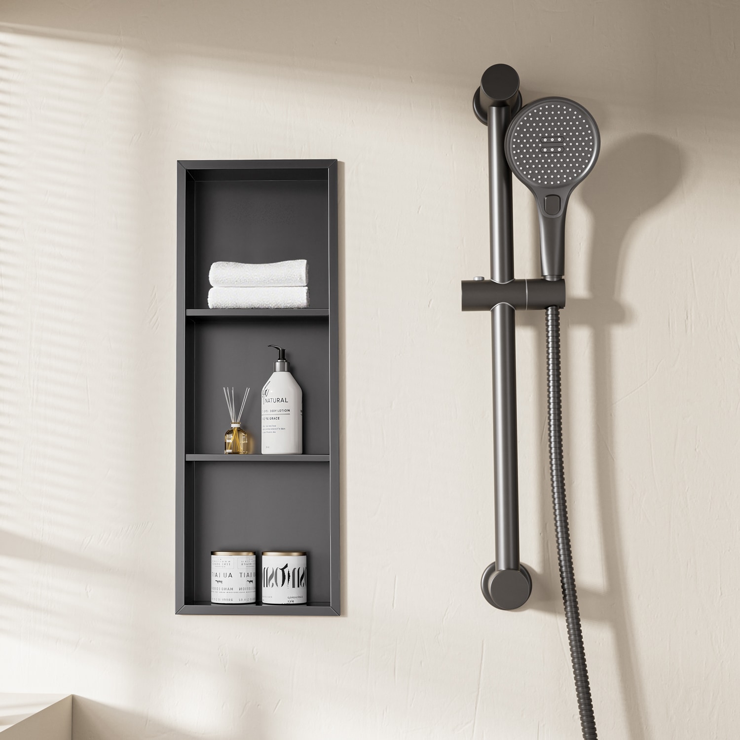 Yuaris 30 in. W x 12 in. H x 4 in. D Waterproof Recessed Shower Niche Space Saving Storage Shelf in Matte Black #LSSN1230BL1