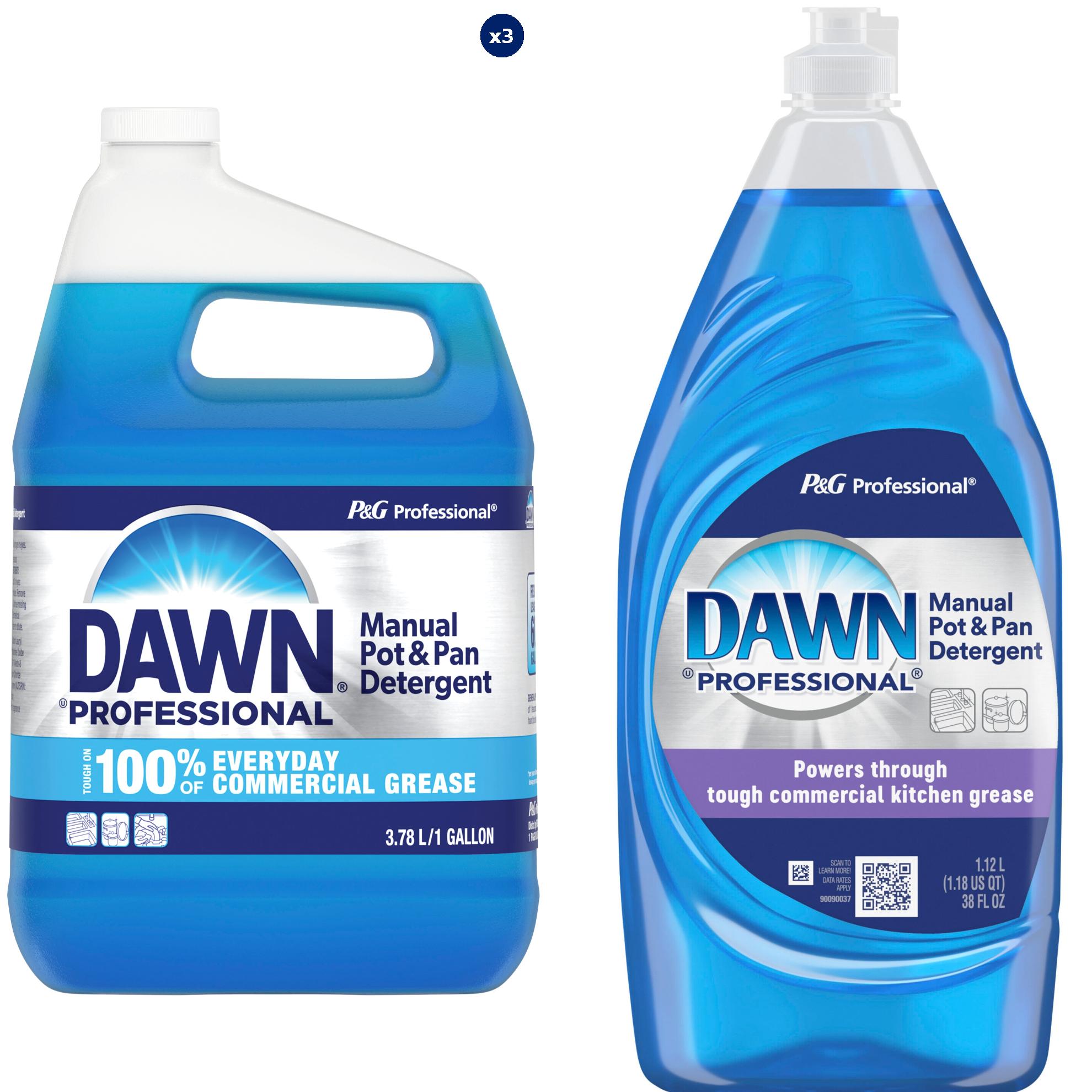 Dawn Professional Manual Pot and Pan Dish Soap Case Pack (1 38-fl-oz & 3 1-gal refills)
