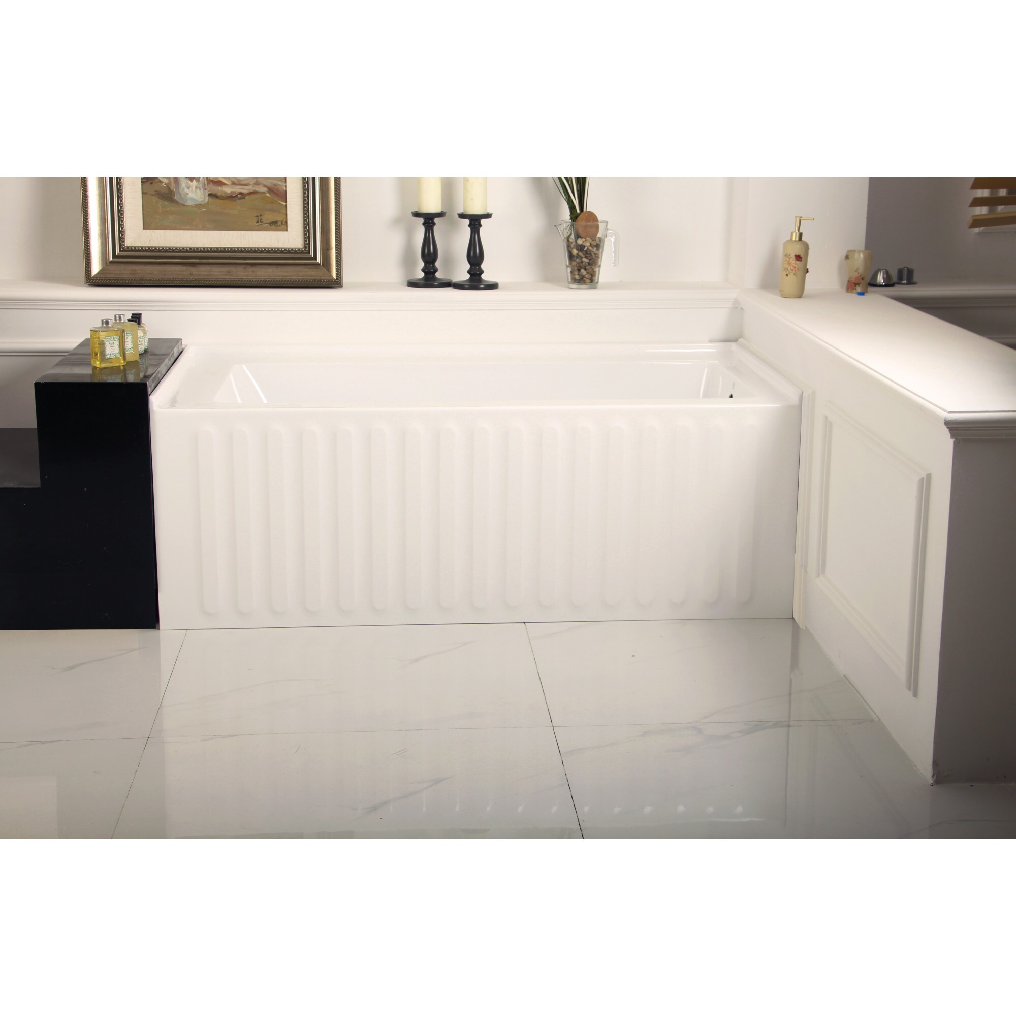 Kingston Brass WLVTDE603121R Aqua Eden 30.69-Inches x 60-Inches White Acrylic Rectangular Alcove Soaking bathtub ( Right Drain )