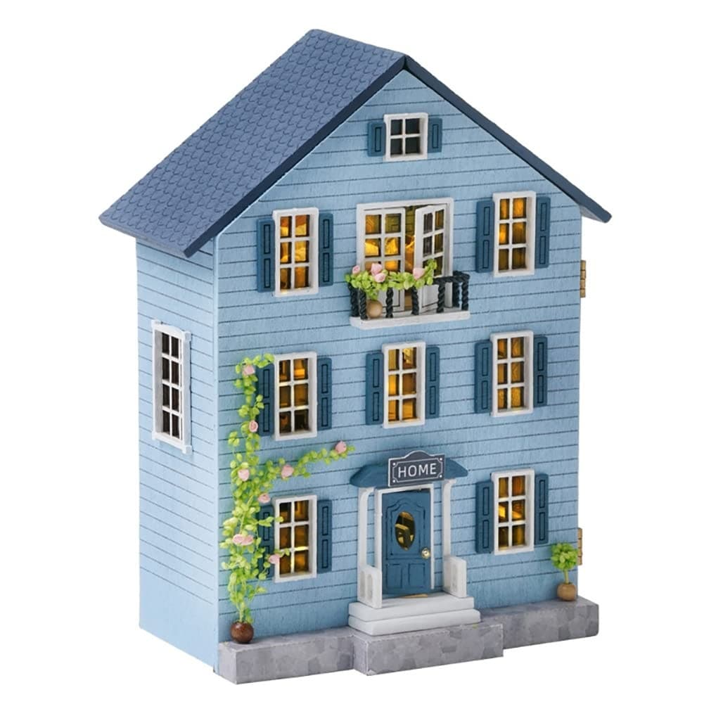 Etokfoks  Miniature Wooden Dollhouse Furniture Kit 1 24 Scale LED Detailed Instructions 1 Pack 3 9 x 5 x 2 1 in Home Decor Gift