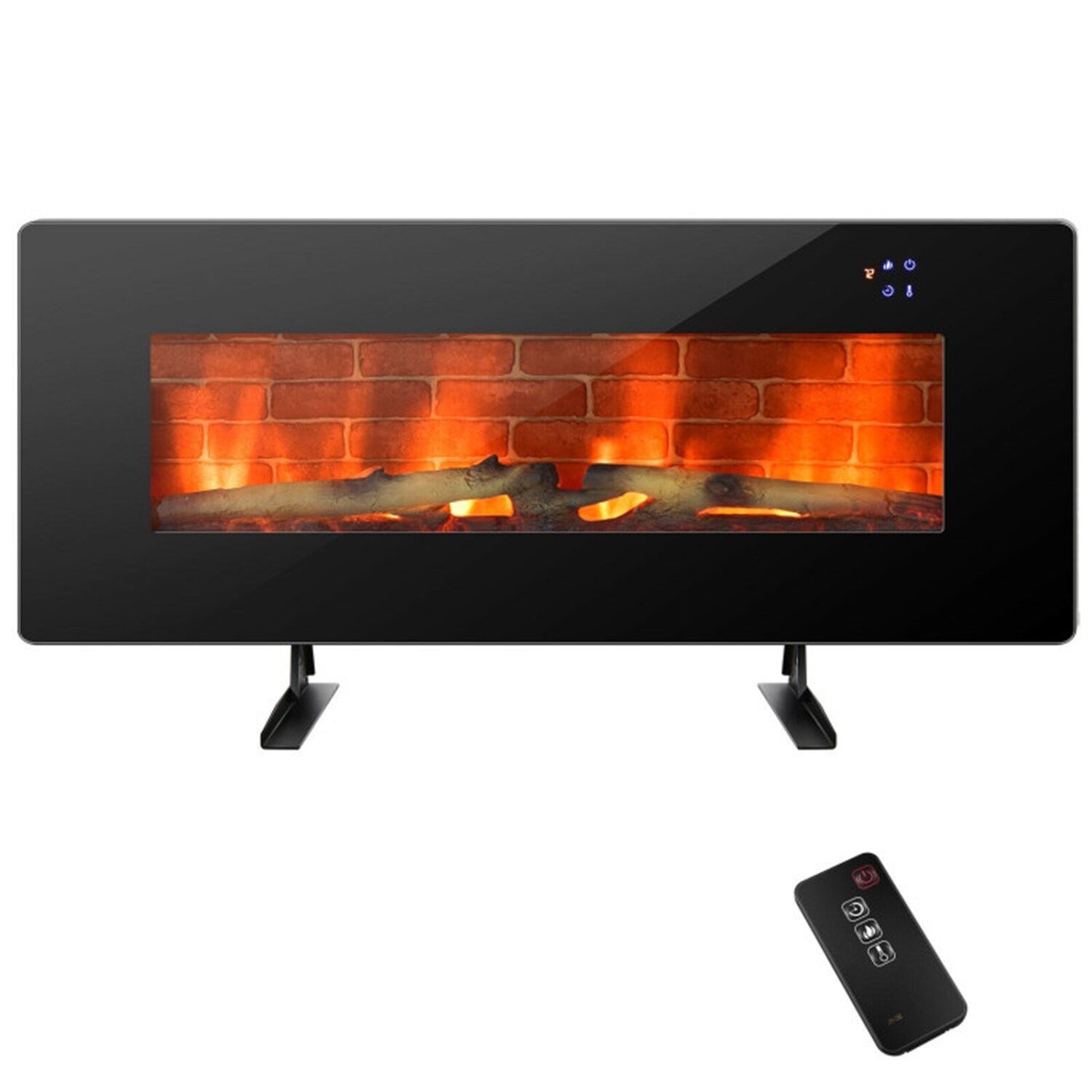 Mondawe MD-JJ52180 42-in W Black Free standing Fan-forced Flat wall Electric Fireplace with Remote Control Included