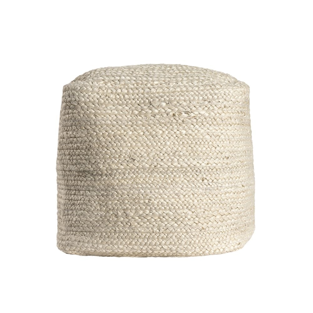 LR Home Shashi Pouf Pouf Finish in White/Ivory 18 x 18 x 18